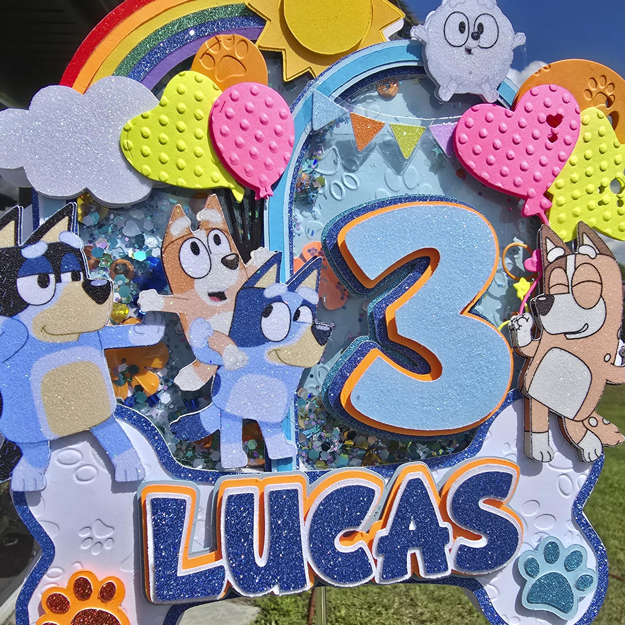 Personalized 3D Glitter Cartoon Cake Toppers for Children's Birthdays
