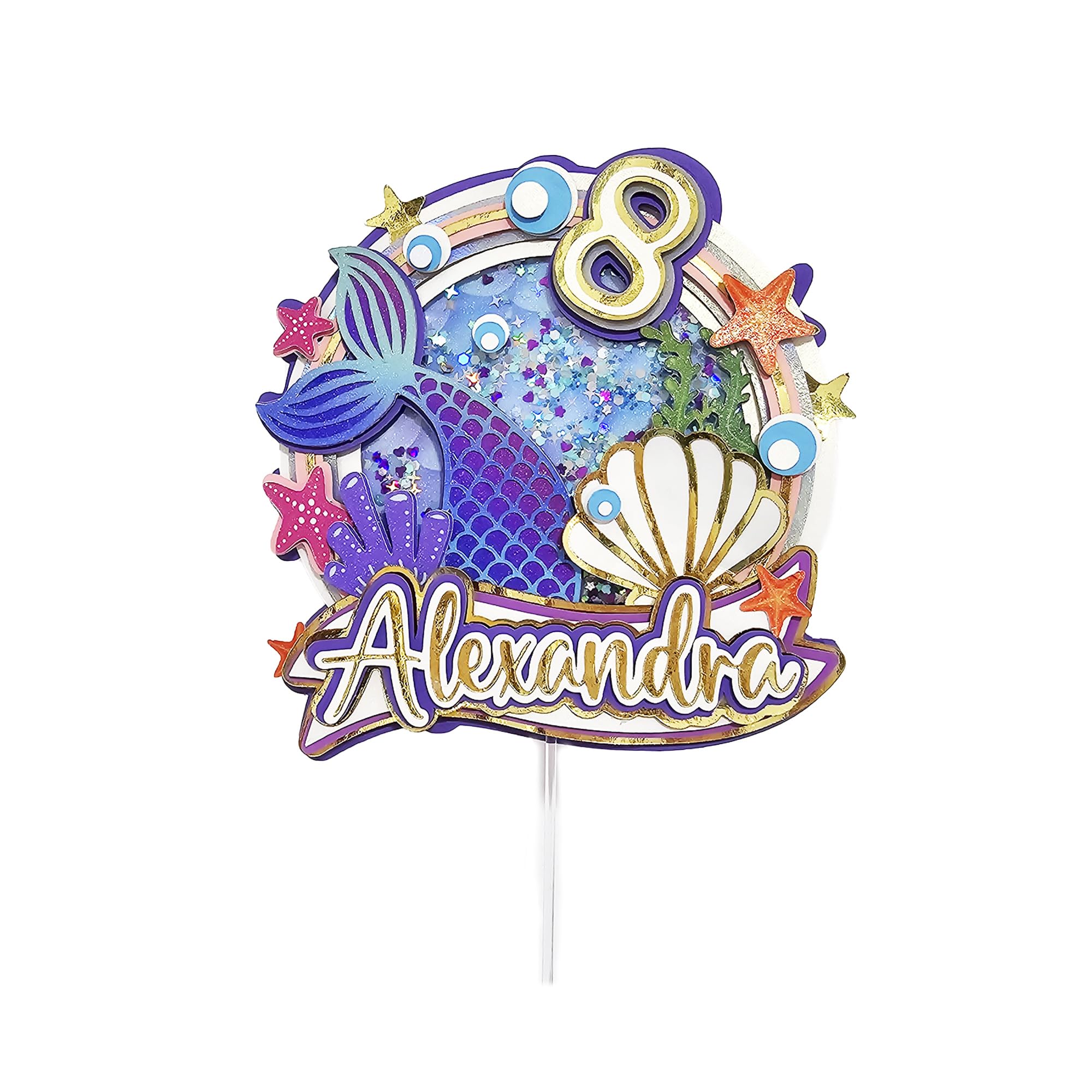 Personalized 3D Glitter Cartoon Cake Toppers for Children's Birthdays