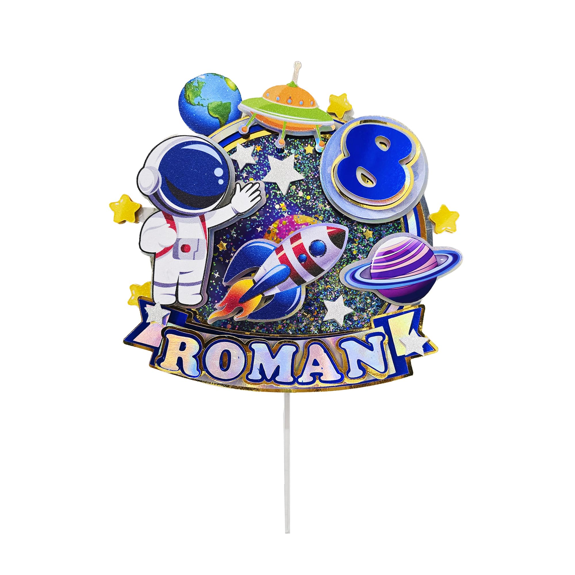 Personalized 3D Glitter Cartoon Cake Toppers for Children's Birthdays