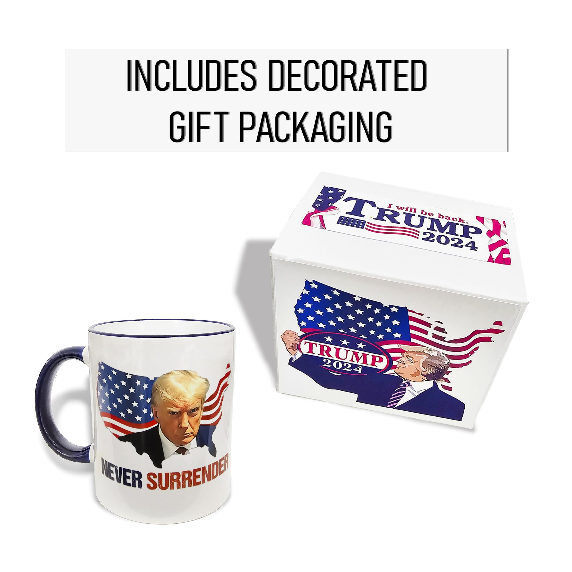 Trump Coffee Mugs, Double Sided Printing, Ceramic, Gift Box, Birthday Gifts for Men, Women, Dad, Friends.