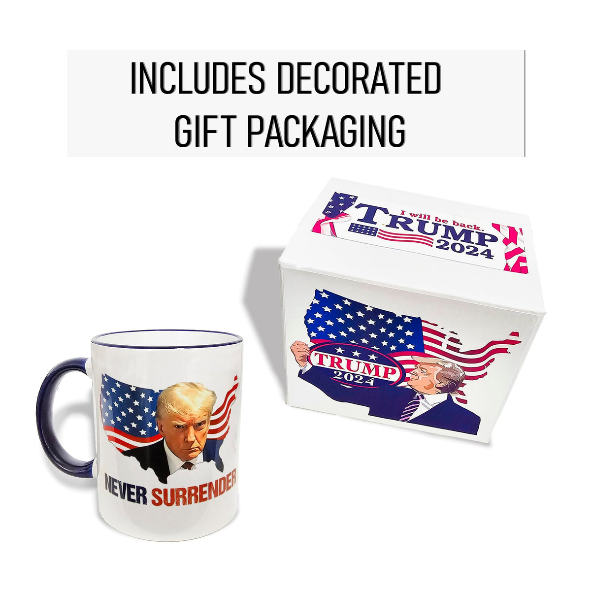 Tazas de café Trump, impresión a doble cara, cerámica, caja de regalo, regalos de cumpleaños para hombres, mujeres, papá, amigos.