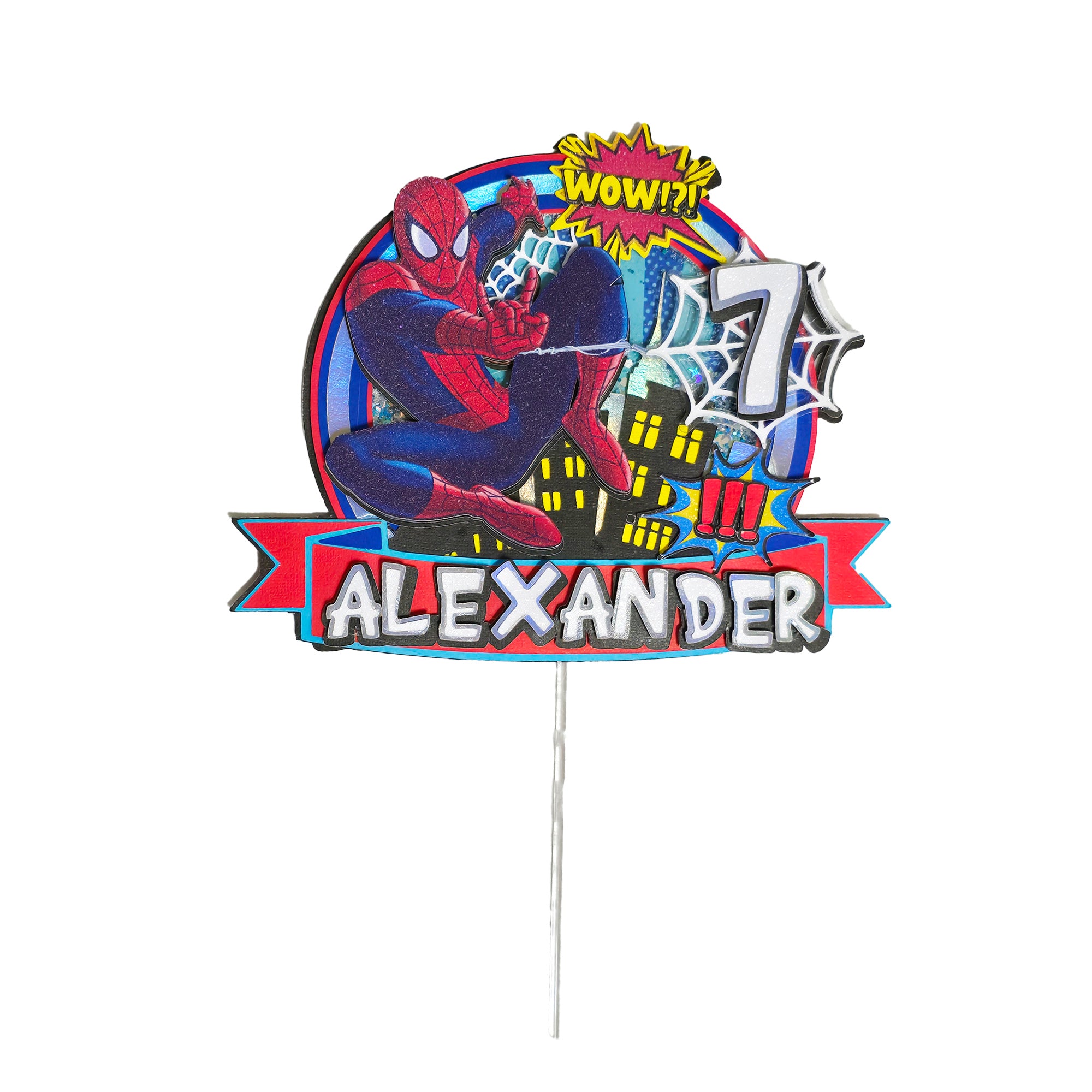 Personalized 3D Glitter Cartoon Cake Topper spiderman