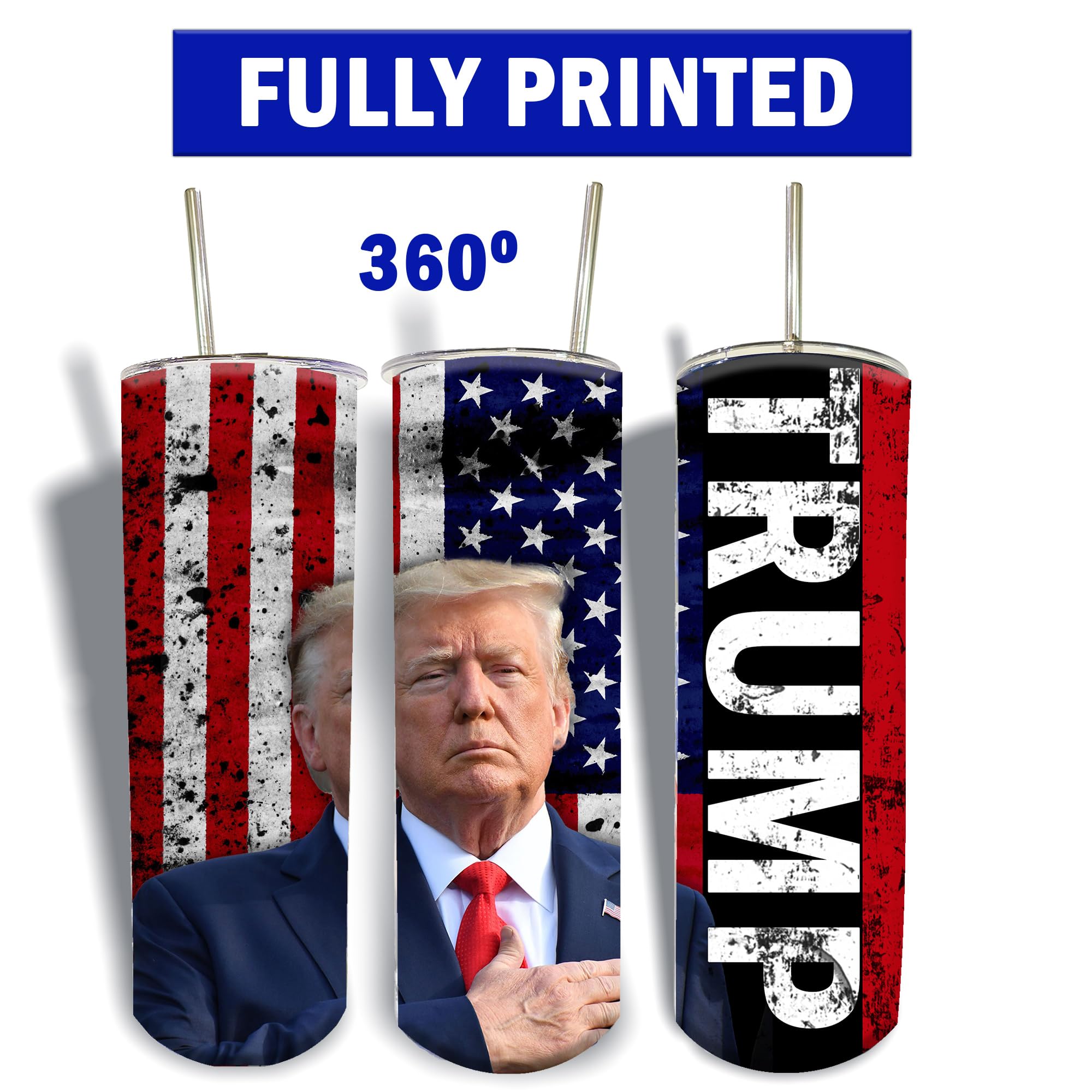 Trump Themed 20oz Insulated Stainless Steel Tumbler, Non-Slip Base, Lid, Metal and Plastic Straws, stanley tumbler, stanley cup