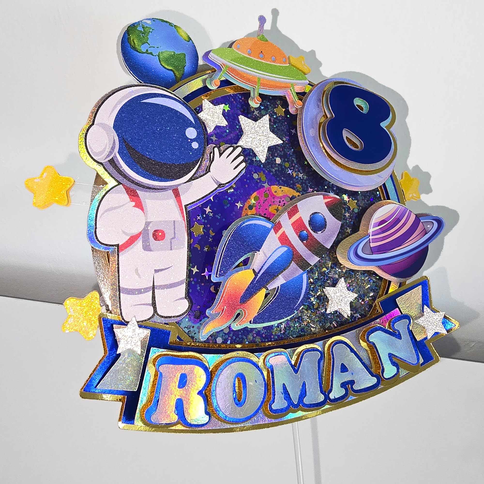 Personalized 3D Glitter Cartoon Cake Toppers for Children's Birthdays