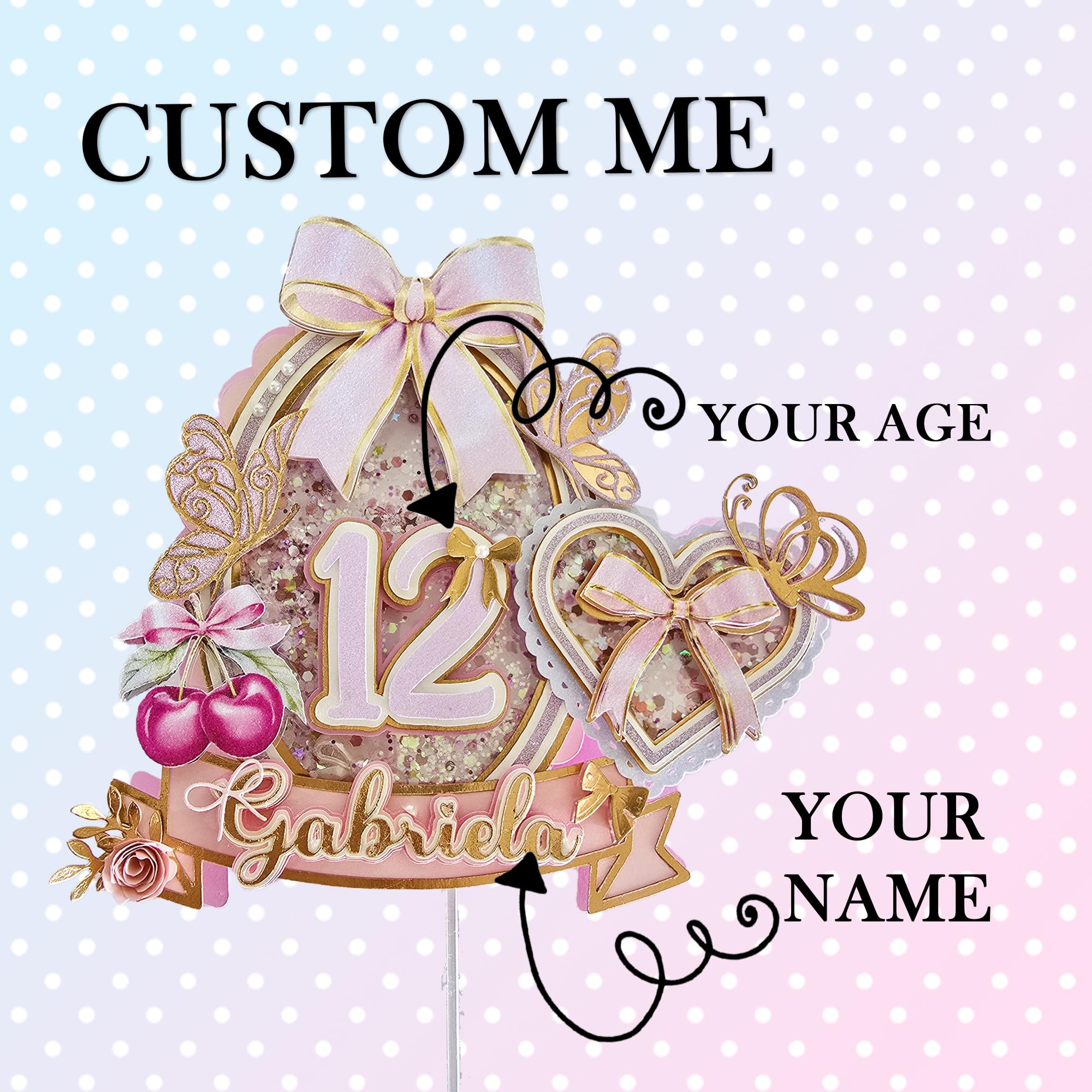 Personalized 3D Glitter Cartoon Cake Toppers for Children's Birthdays