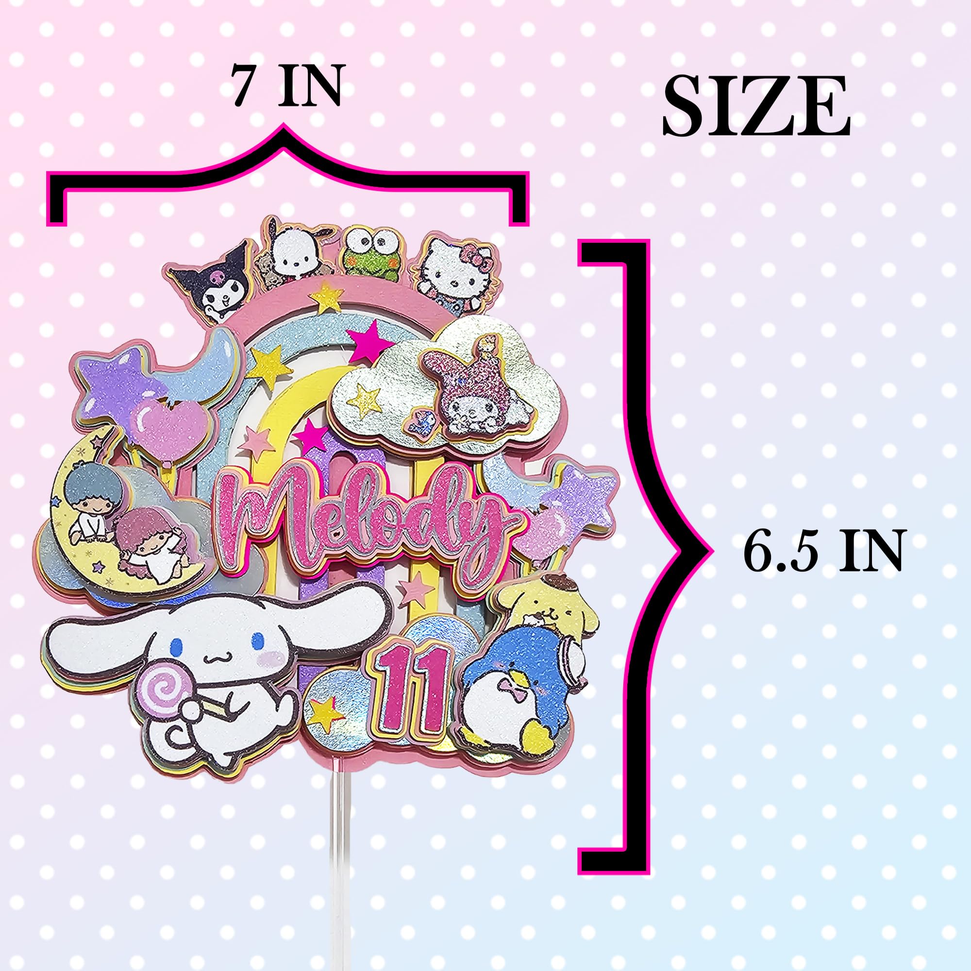 Personalized 3D Glitter Cartoon Cake Toppers for Children's Birthdays