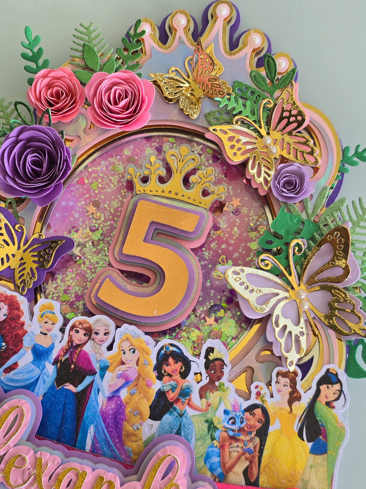 Adorno para tarta de dibujos animados con purpurina 3D personalizado PRINCESS