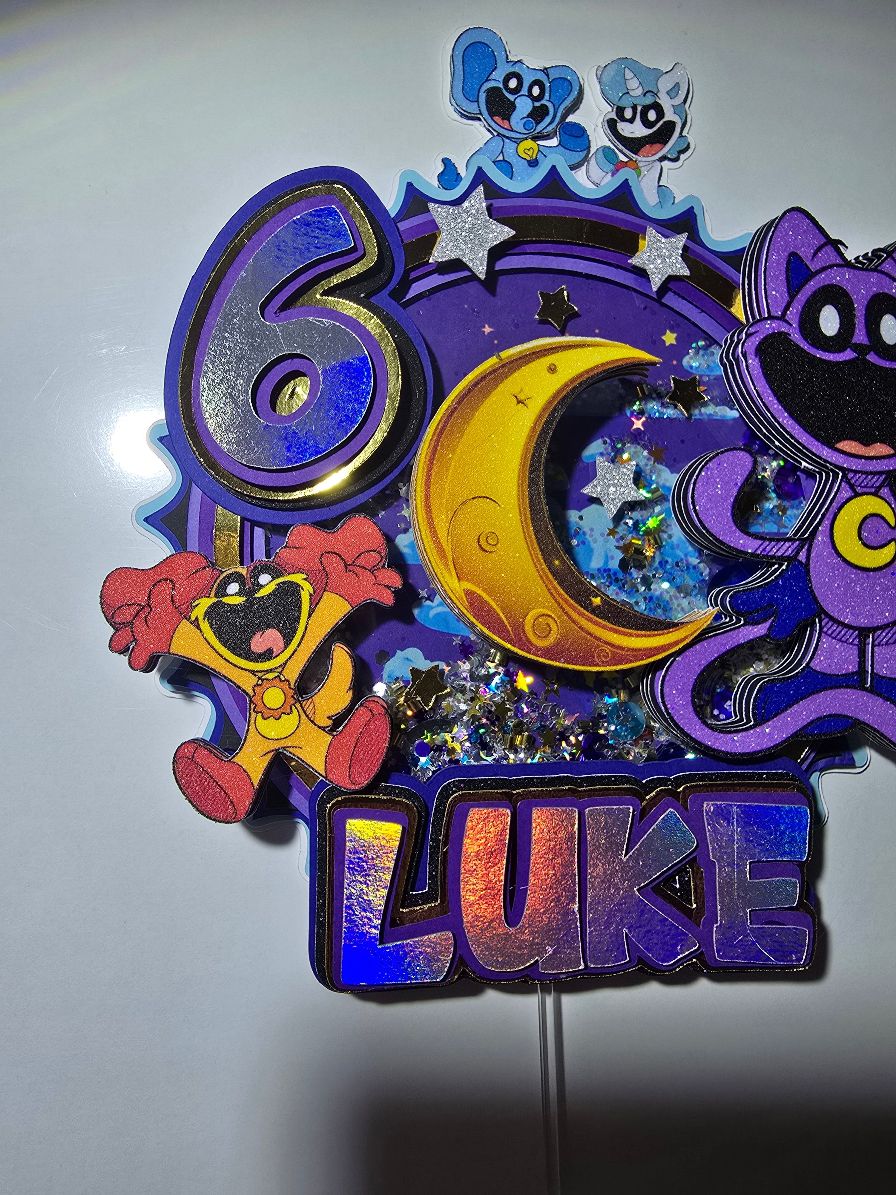 Personalized 3D Glitter Cake Topper Cat nap