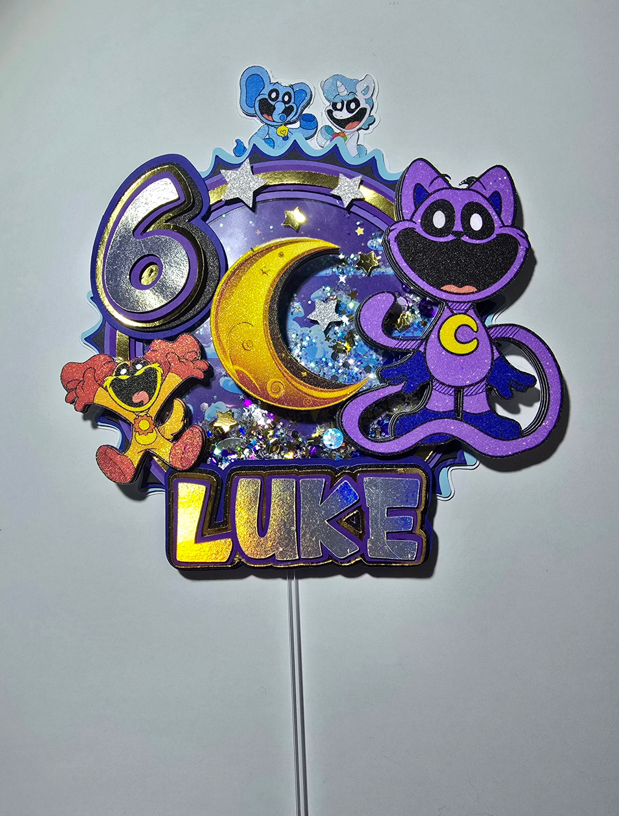 Personalized 3D Glitter Cake Topper Cat nap