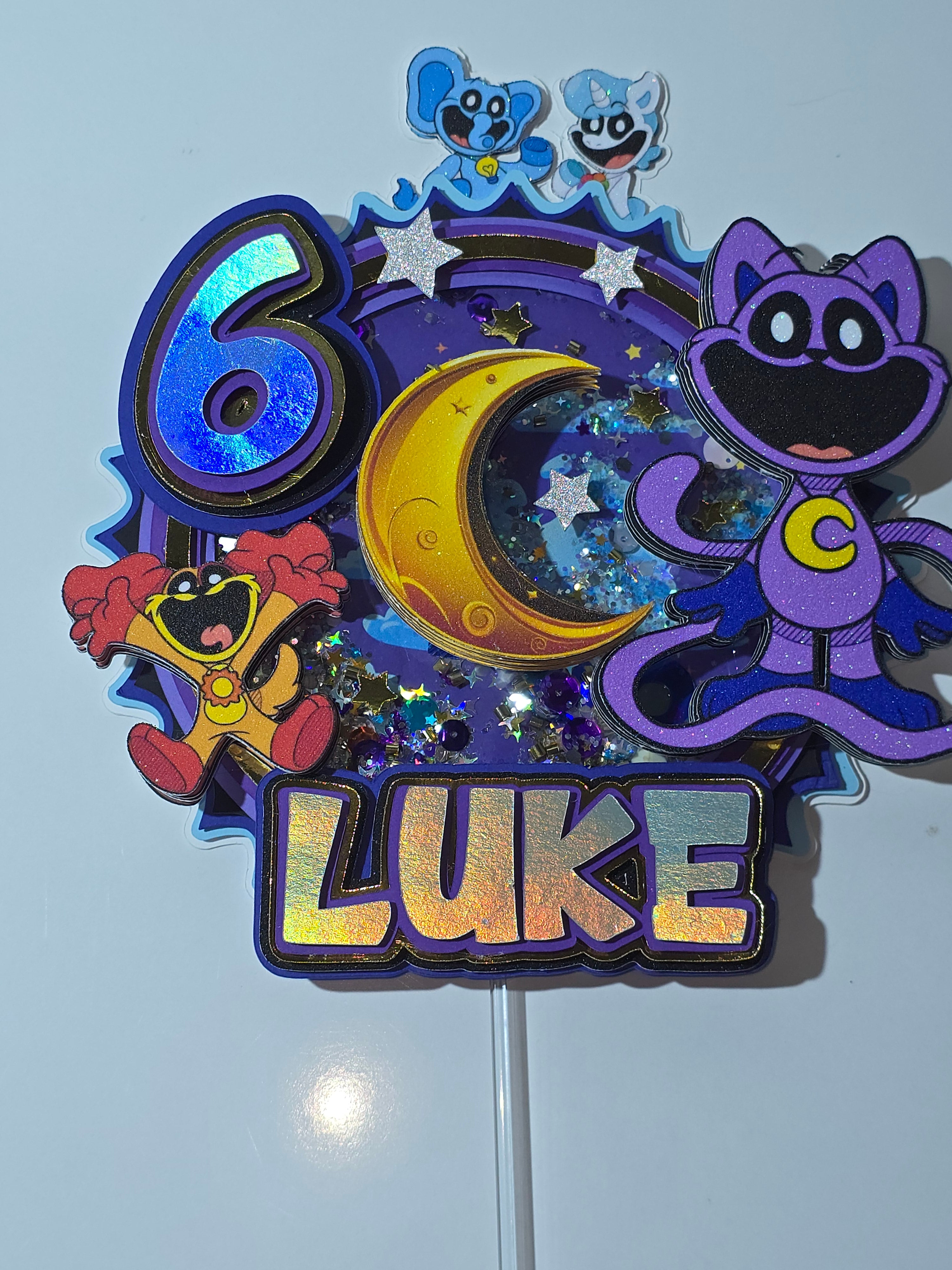 Personalized 3D Glitter Cake Topper Cat nap