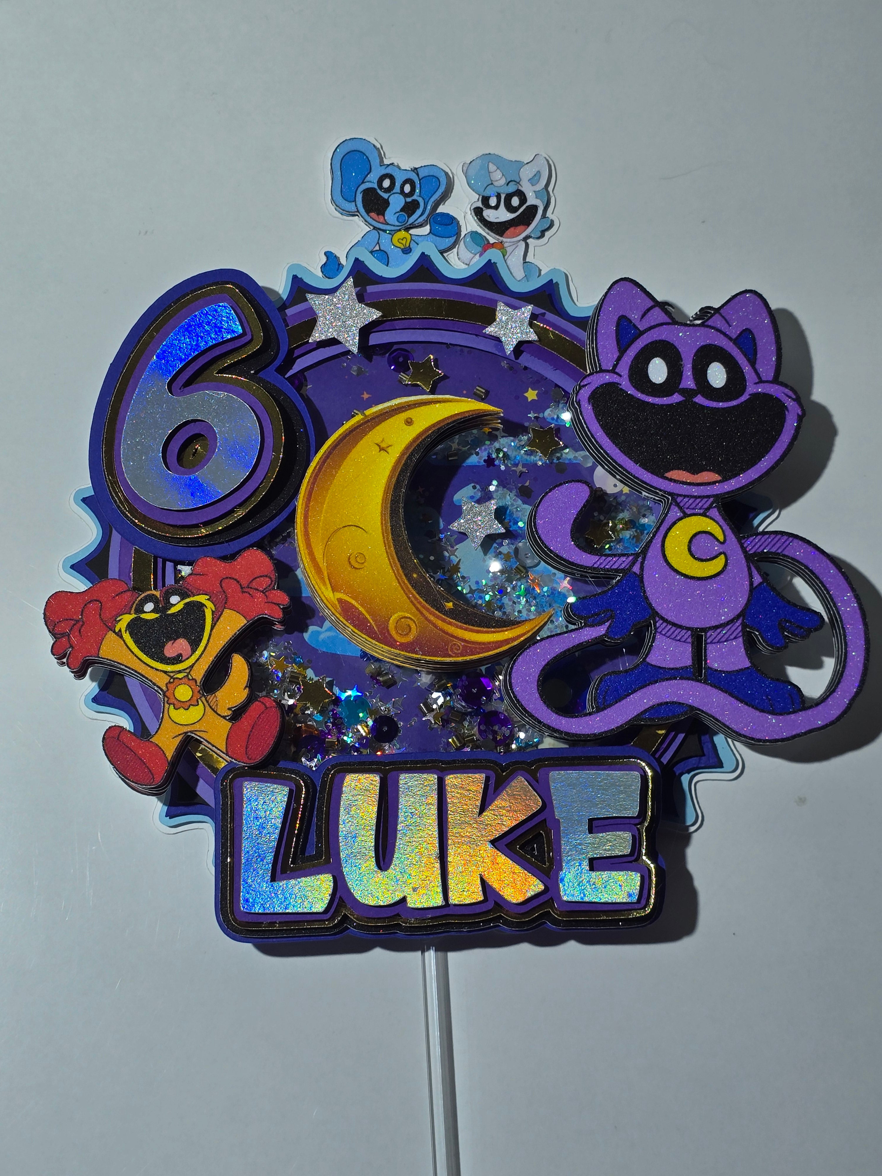 Personalized 3D Glitter Cake Topper Cat nap