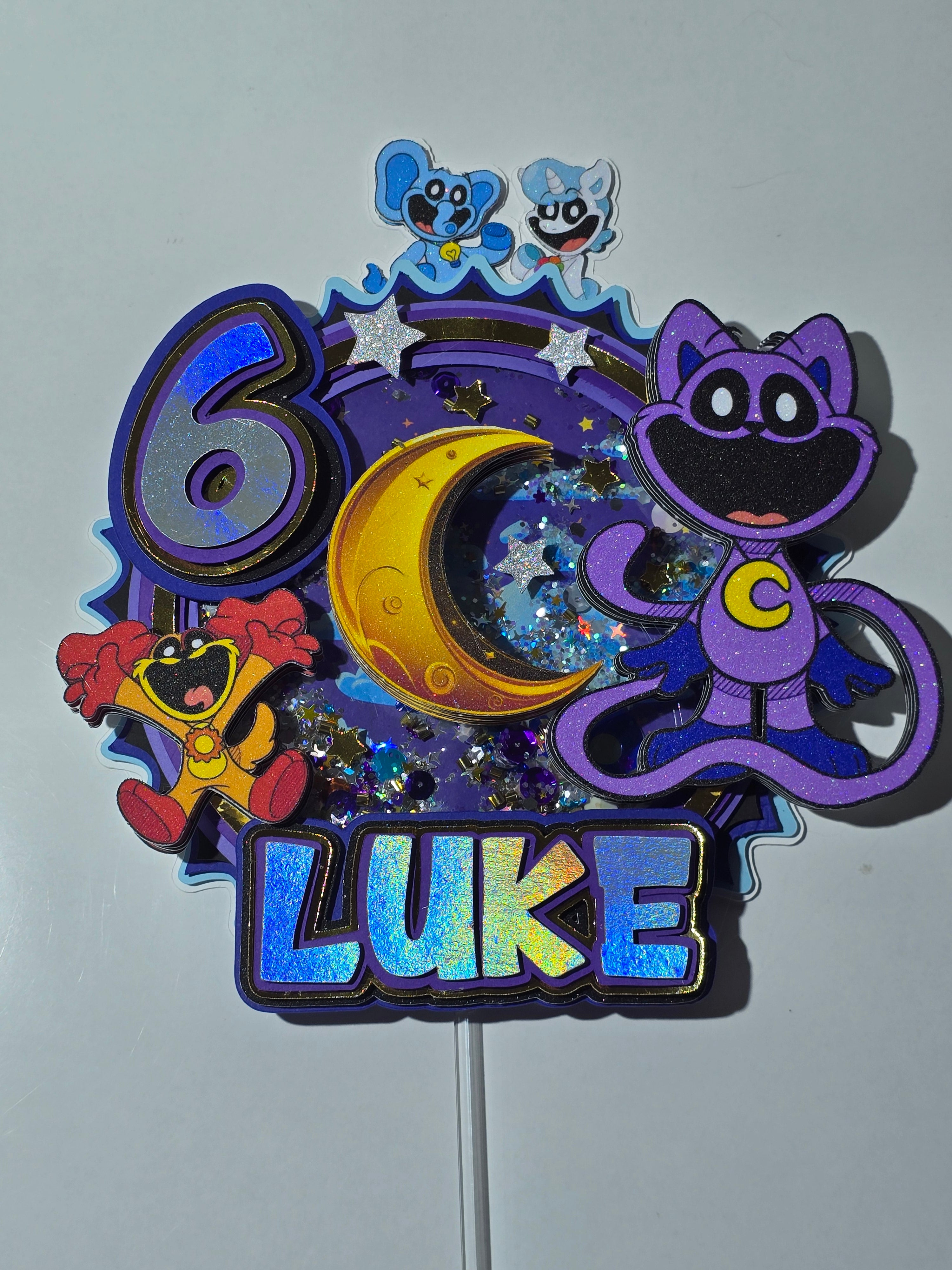 Personalized 3D Glitter Cake Topper Cat nap