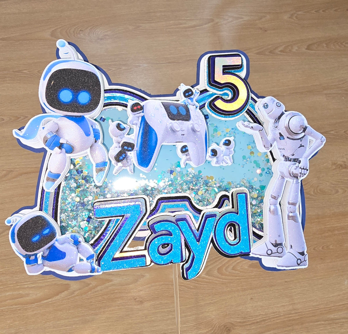 Personalized 3D Glitter Cake Topper (ASTROBOT)