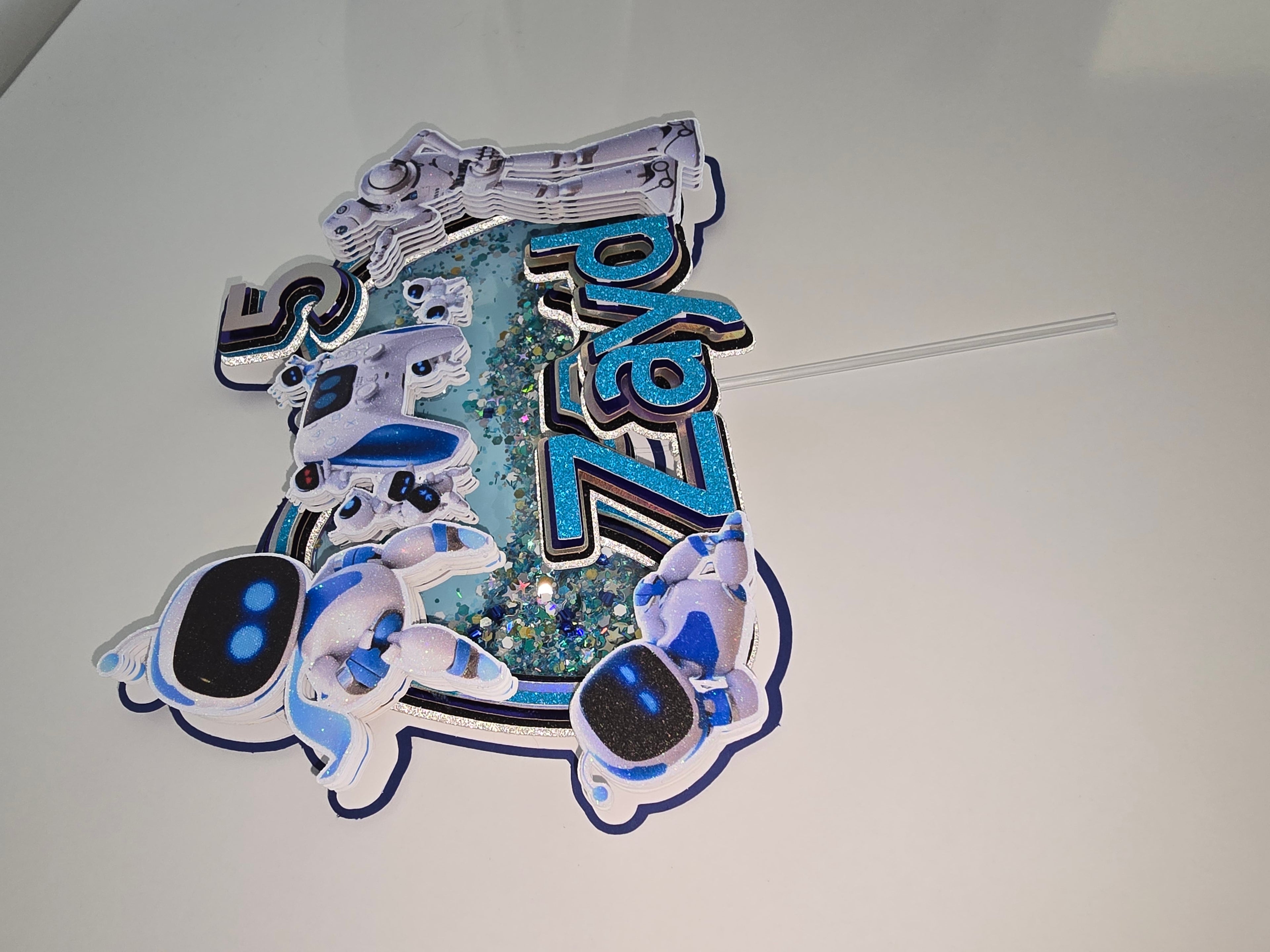 Personalized 3D Glitter Cake Topper  (ASTROBOT)