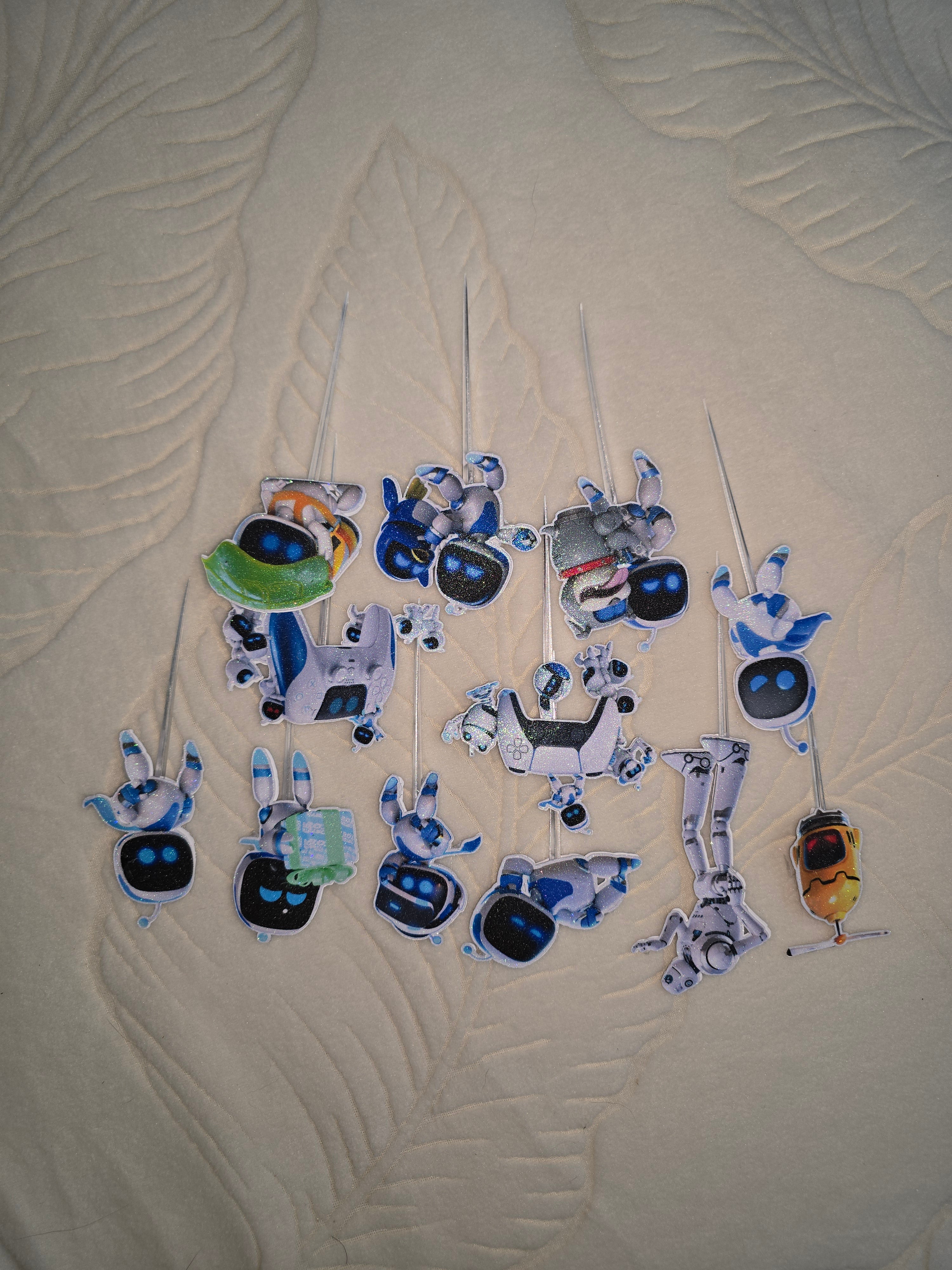 12-24 Pcs Glitter Cupcake Toppers. 12 Design astrobot Cupcake Toppers. Food Decoration, Picks for Party Supplies