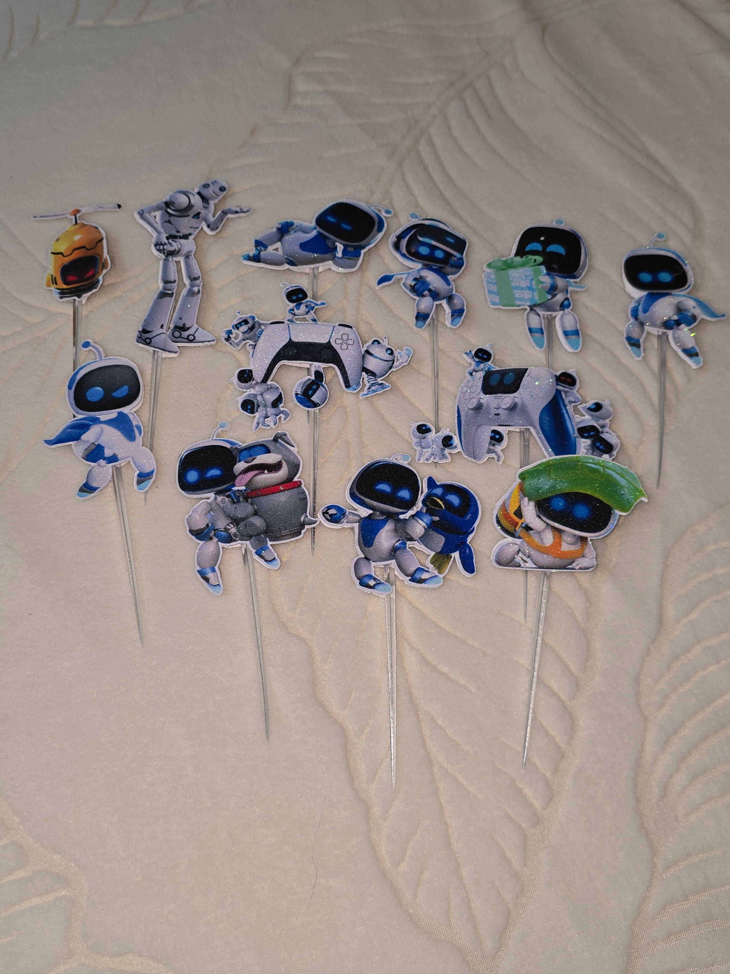 12-24 Pcs Glitter Cupcake Toppers. 12 Design astrobot Cupcake Toppers. Food Decoration, Picks for Party Supplies