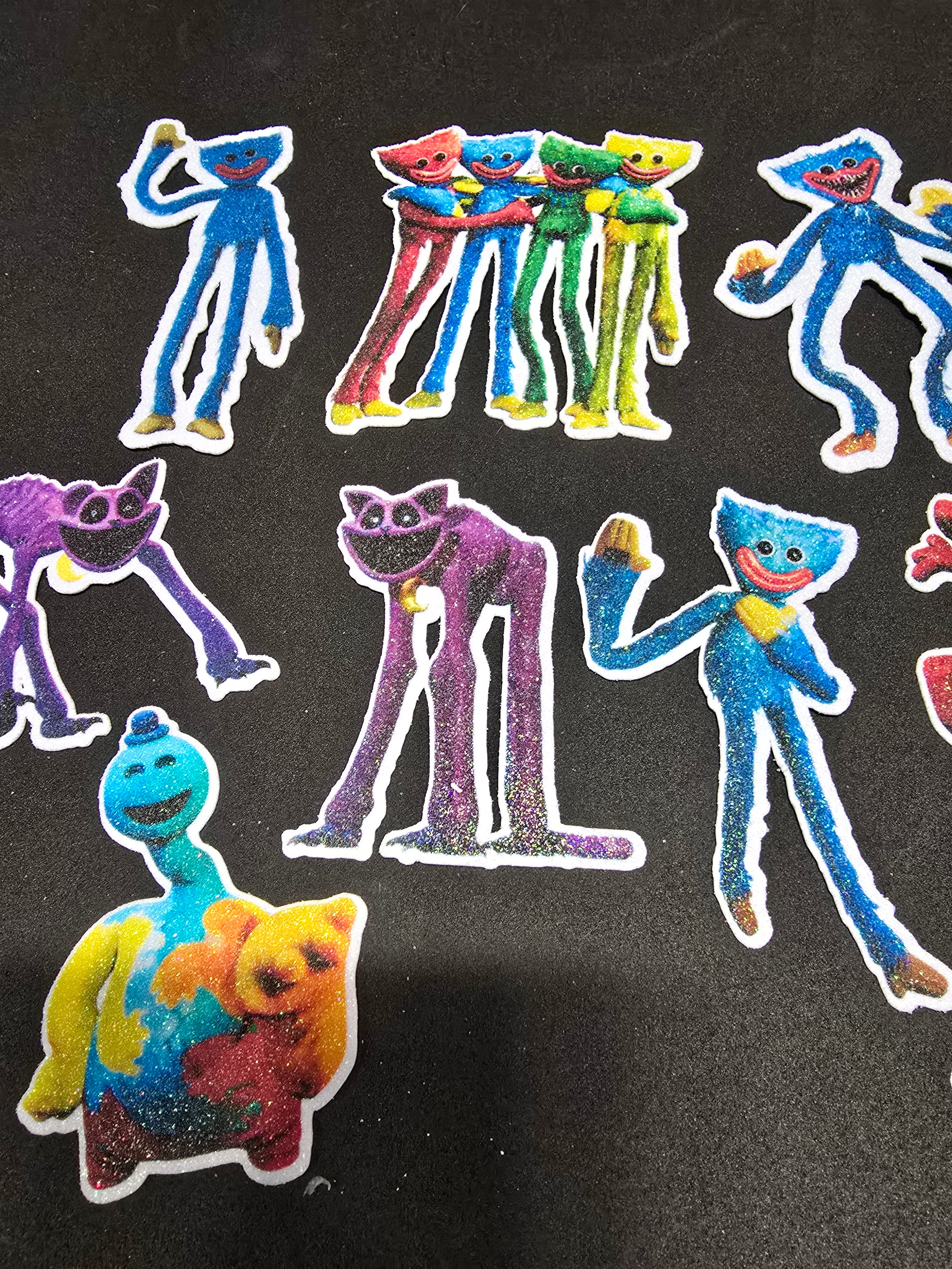 12-24 Pcs Glitter Cupcake Toppers. 12 Design smiling crtters Cupcake Toppers. Food Decoration, Picks for Party Supplies