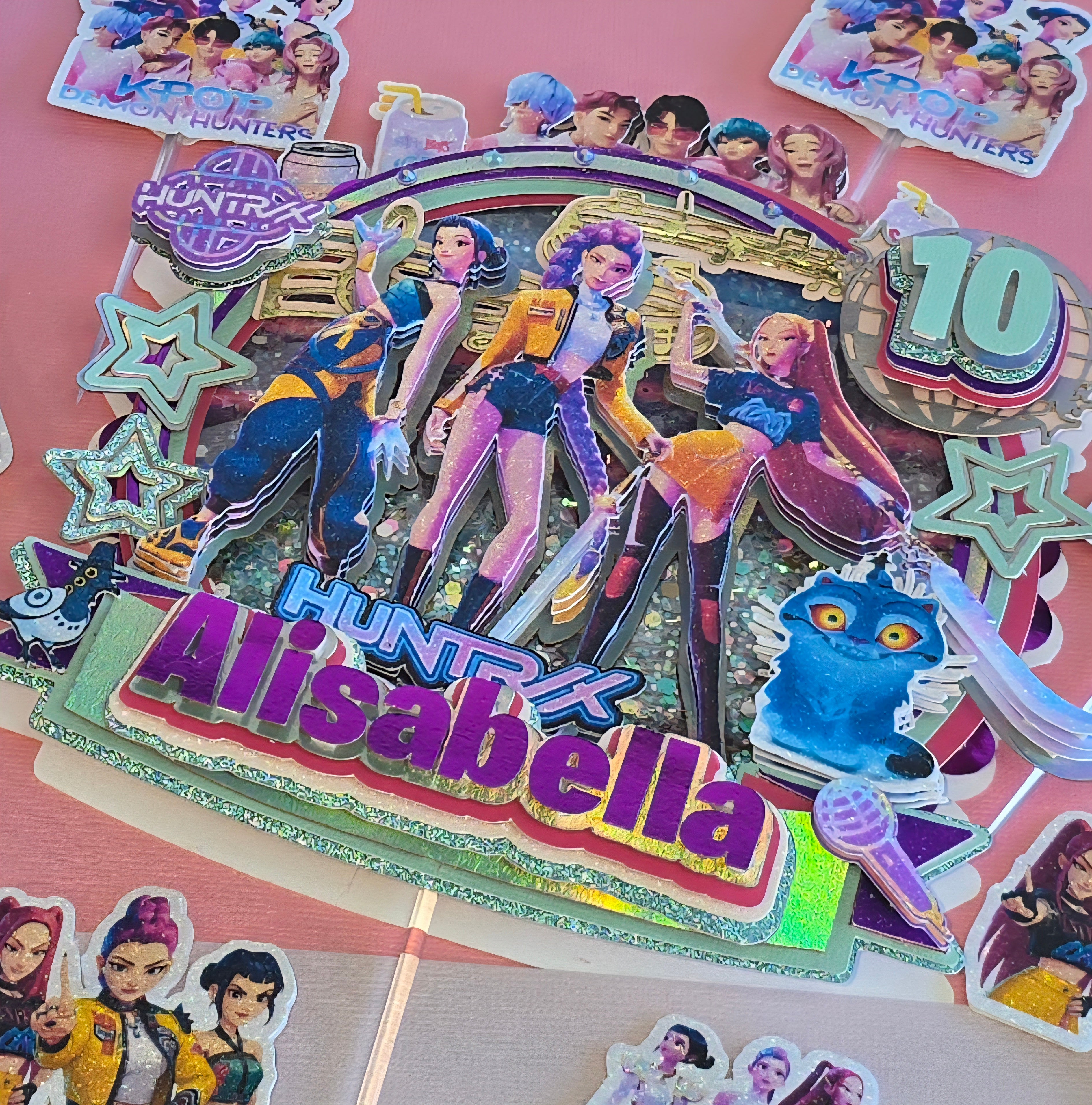 Personalized 3D Glitter Cake Topper k pop