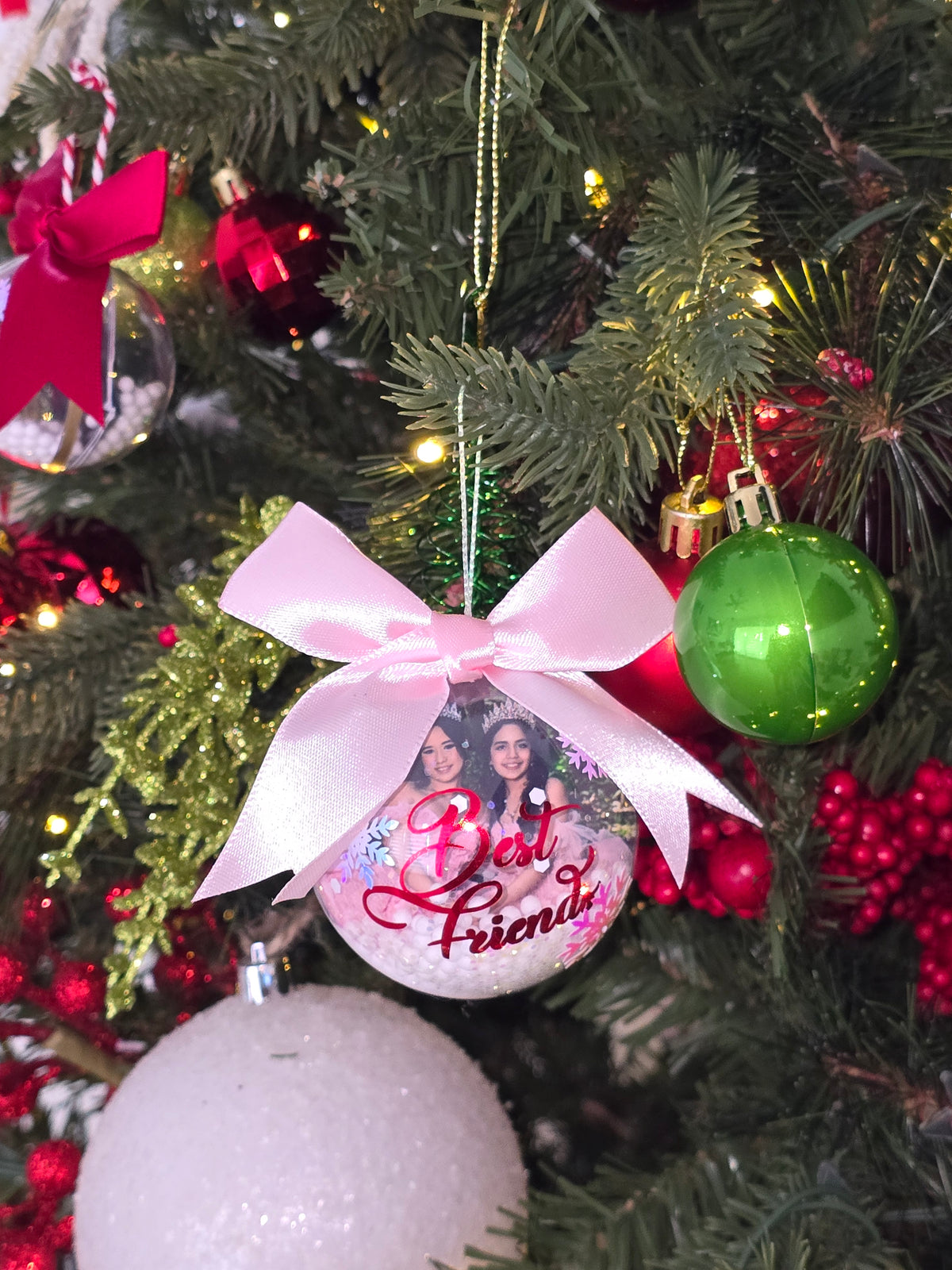 Personalized Photo & Name Christmas Ornament with Gift Box