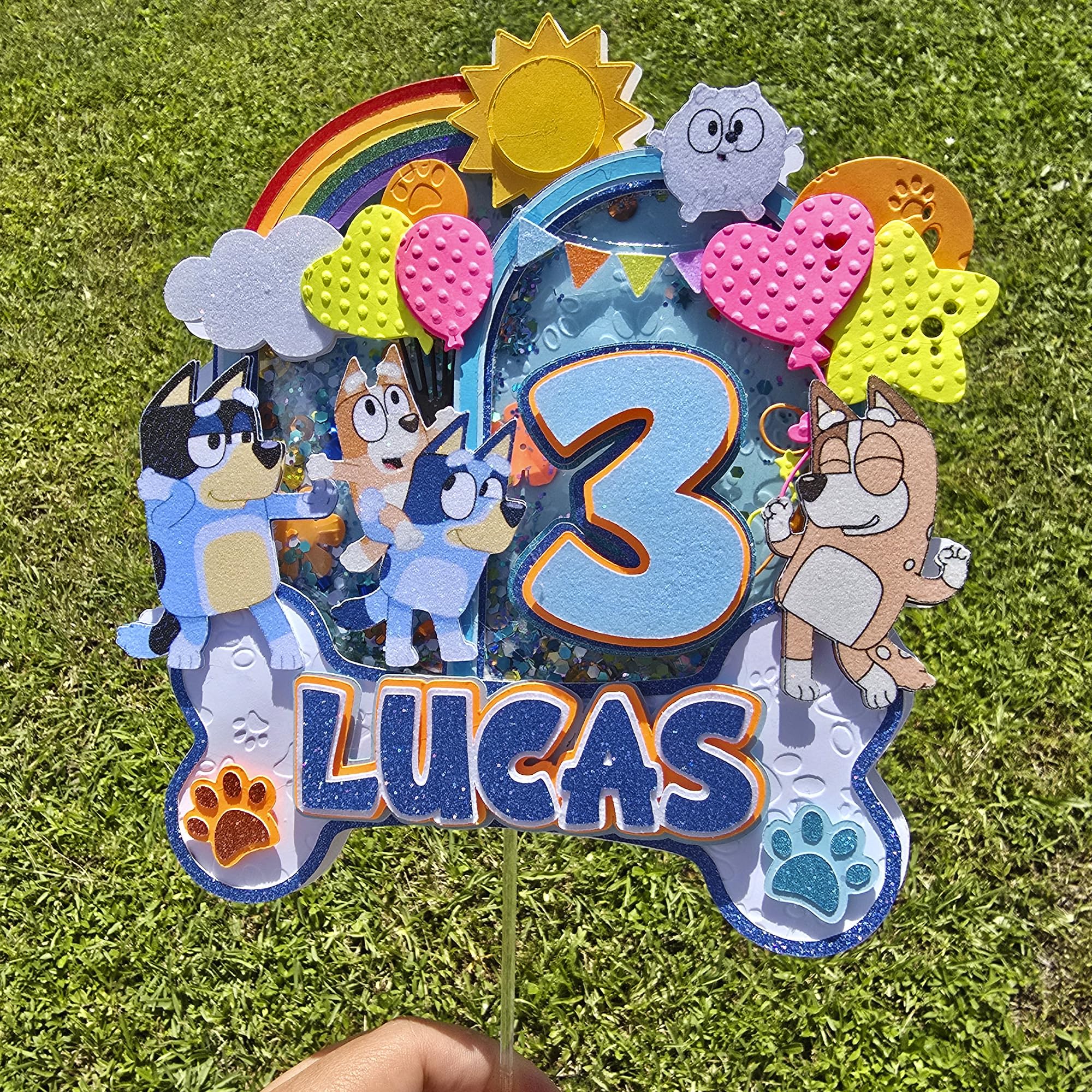 Personalized 3D Glitter Cartoon Cake Toppers for Children's Birthdays