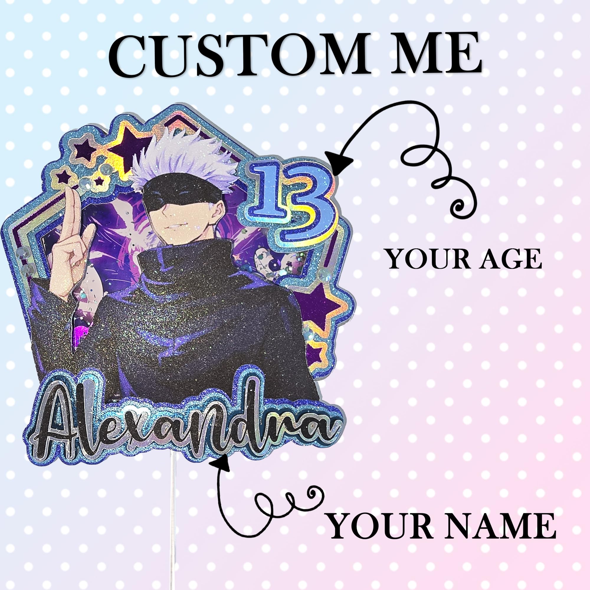 Personalized 3D Glitter Cartoon Cake Toppers for Children's Birthdays