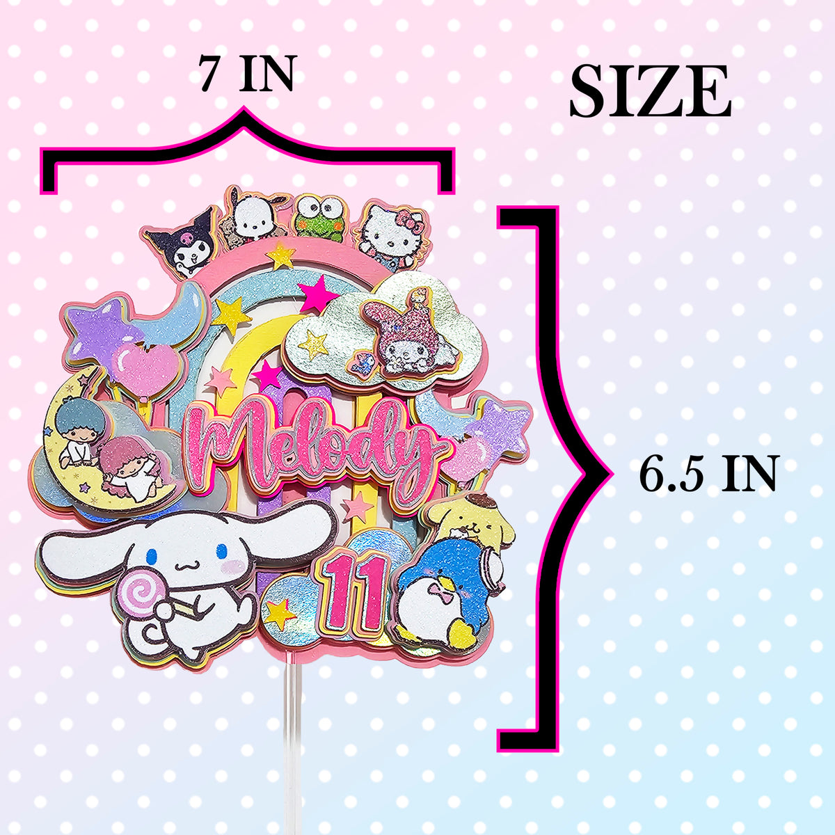 Adorno para tarta personalizado con purpurina 3D (SANRIO)