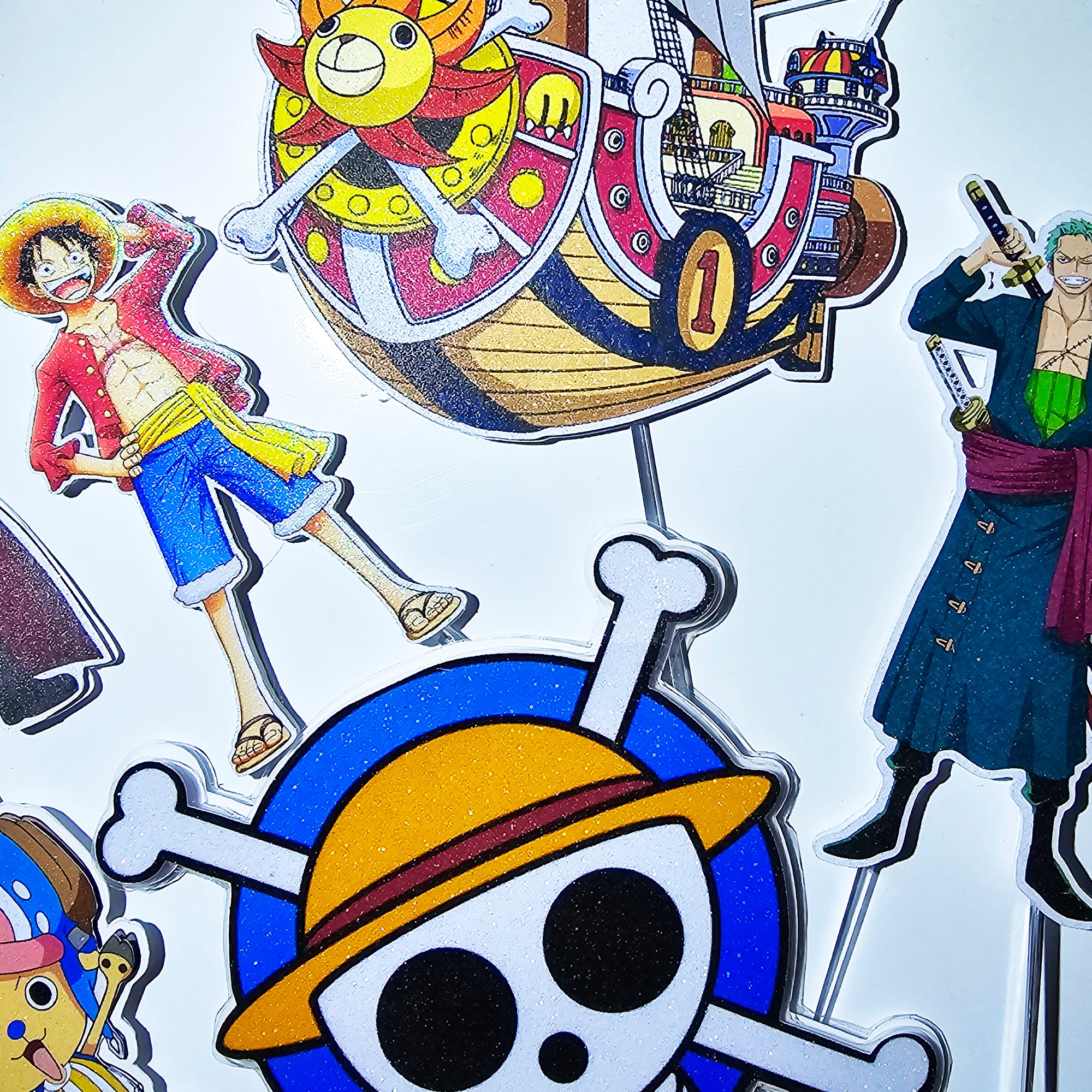 Personalized 3D Glitter Cartoon Cake Topper (ONE PIECE)