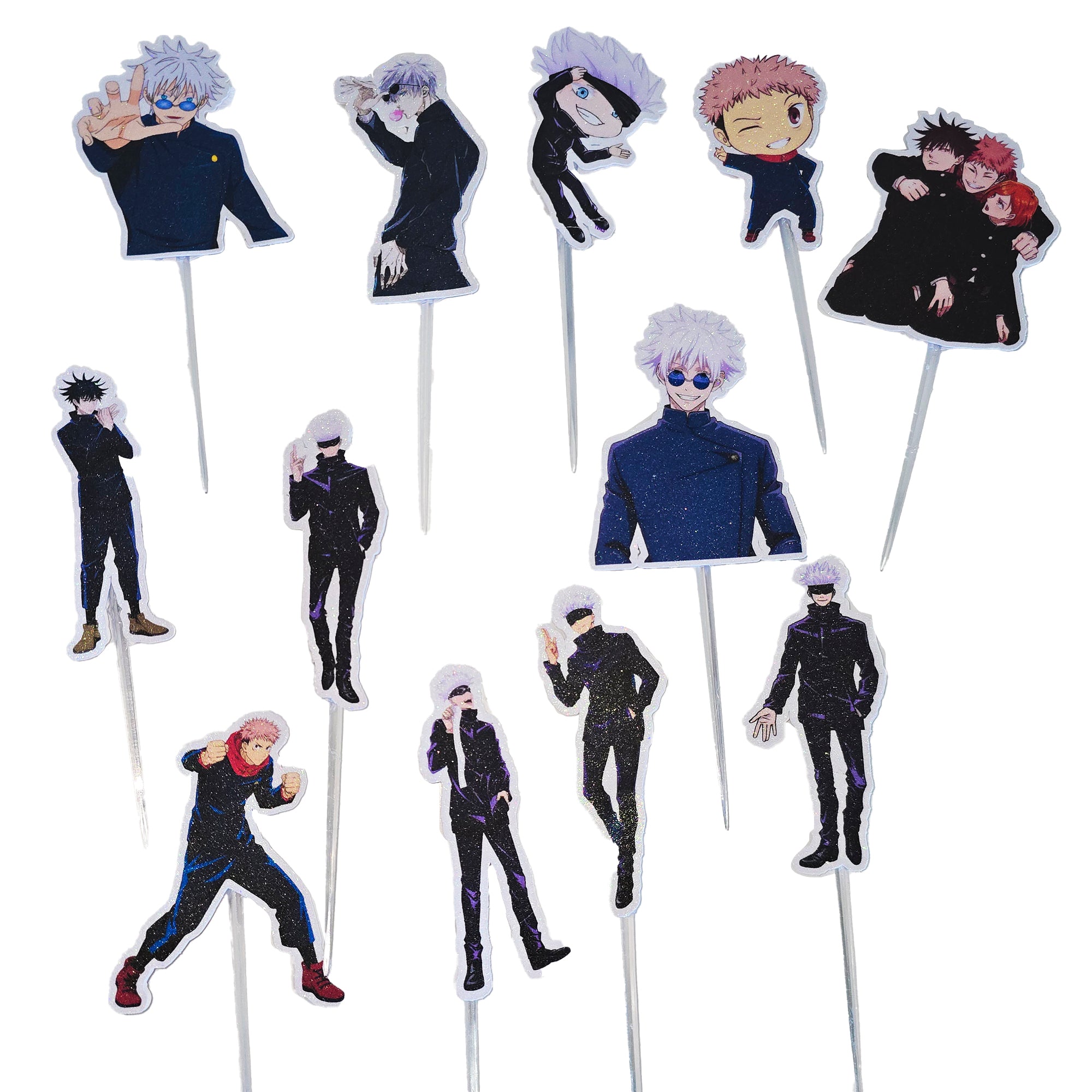 12-24 Pcs Glitter Cupcake Toppers. 12 Design gojo Cupcake Toppers. Food Decoration, Picks for Party Supplies