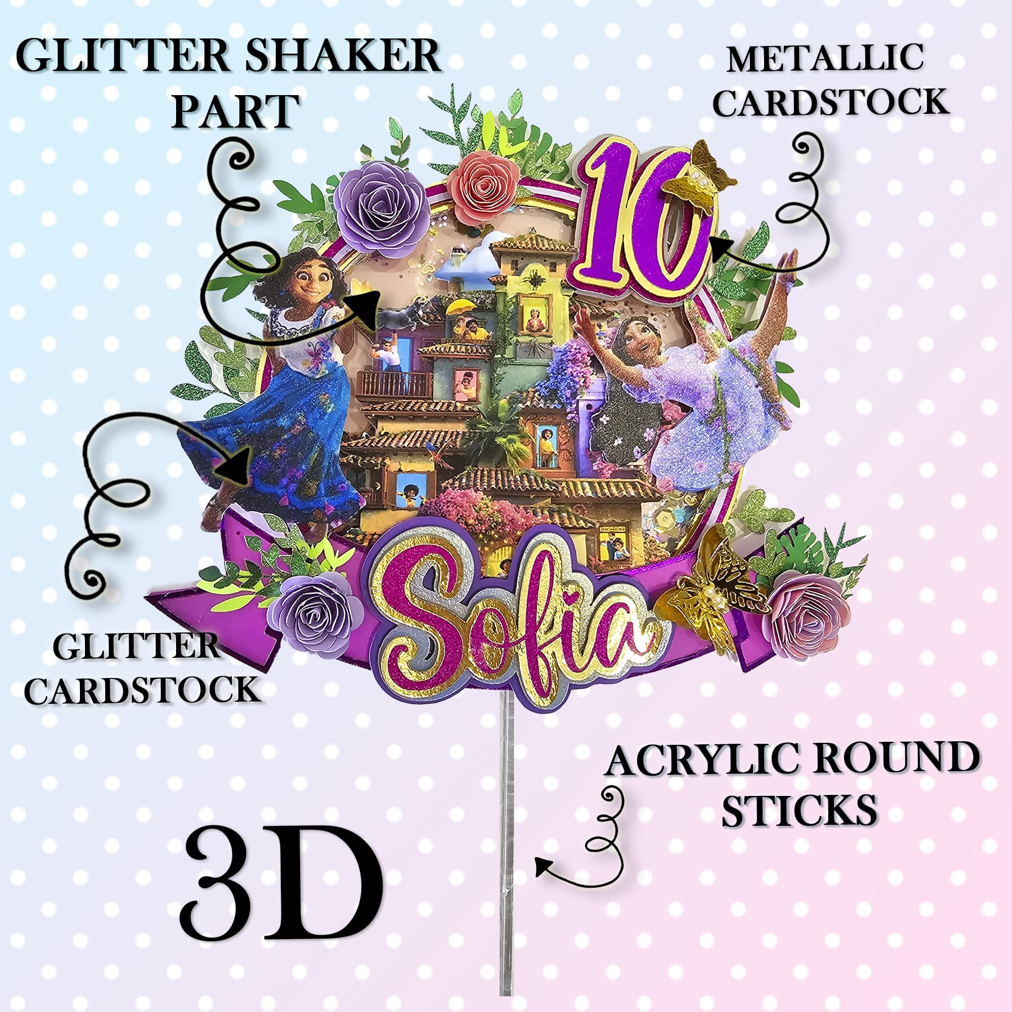 Personalized 3D Glitter Cartoon Cake Toppers for Children's Birthdays