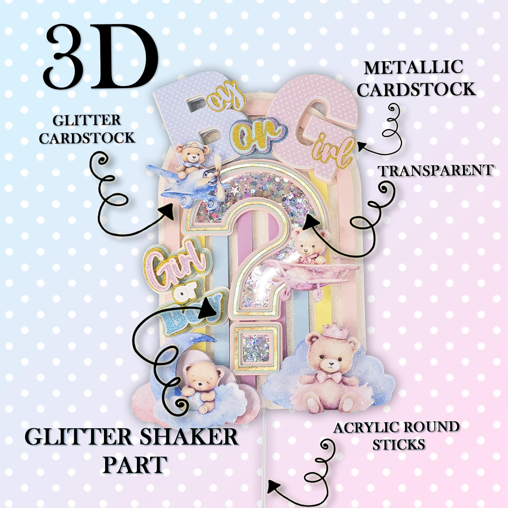 Personalized 3D Glitter Cartoon Cake Toppers for Children's Birthdays