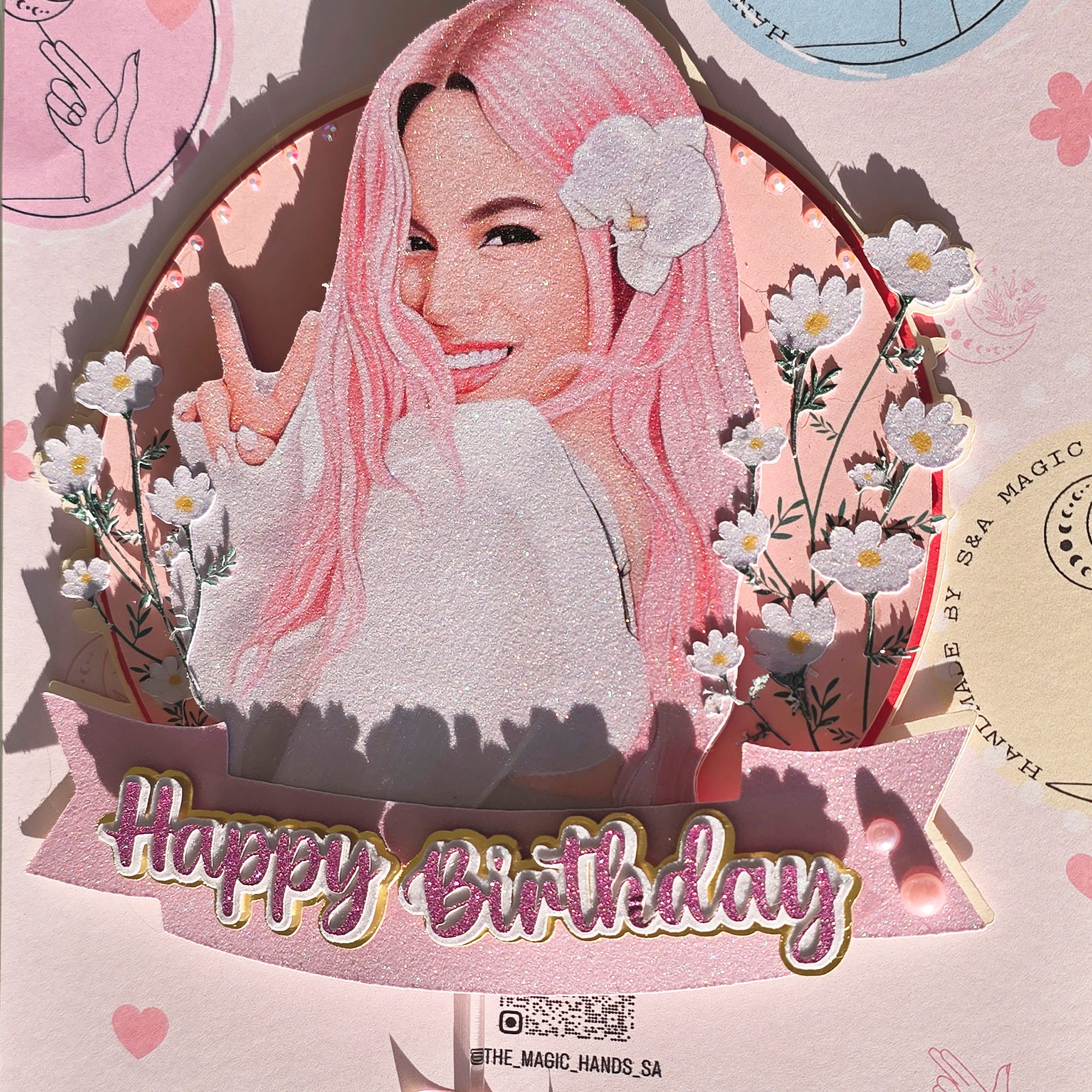 Personalized 3D Glitter Cartoon Cake Topper karol g