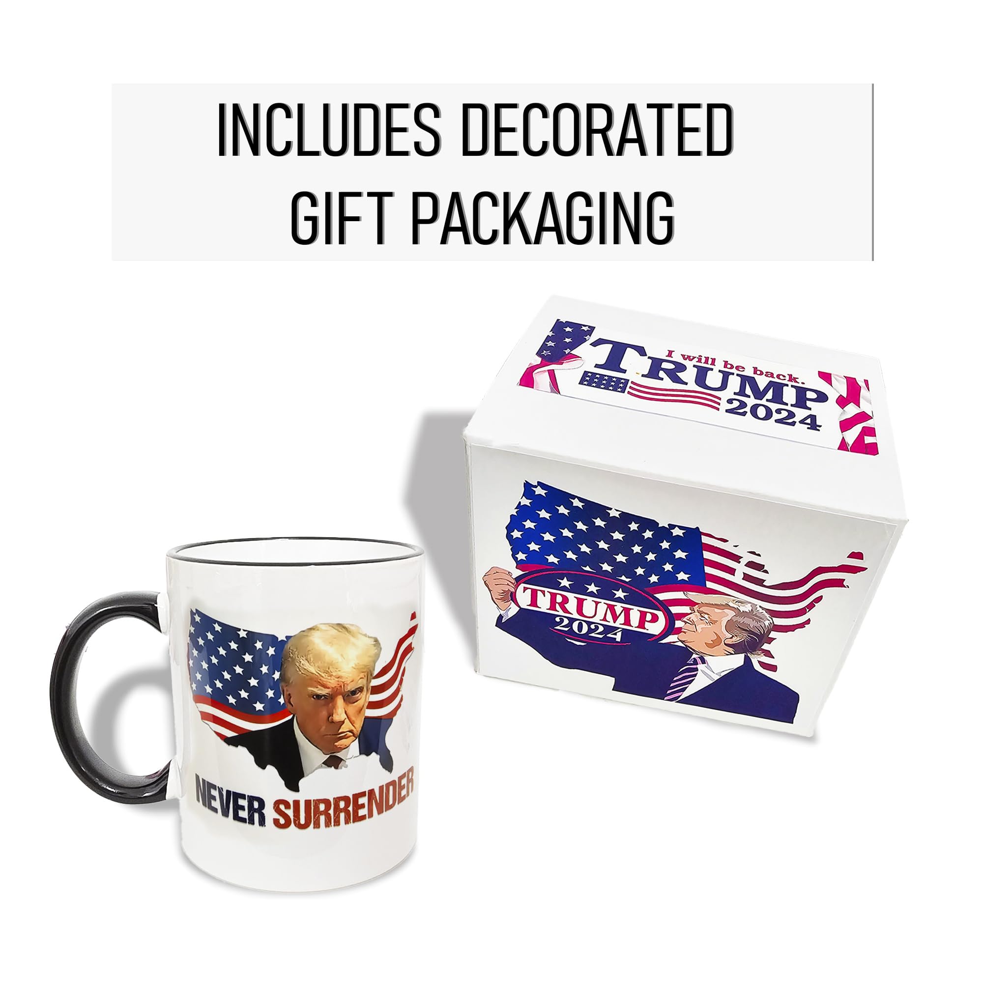 Trump Coffee Mugs, Double Sided Printing, Ceramic, Gift Box, Birthday Gifts for Men, Women, Dad, Friends.