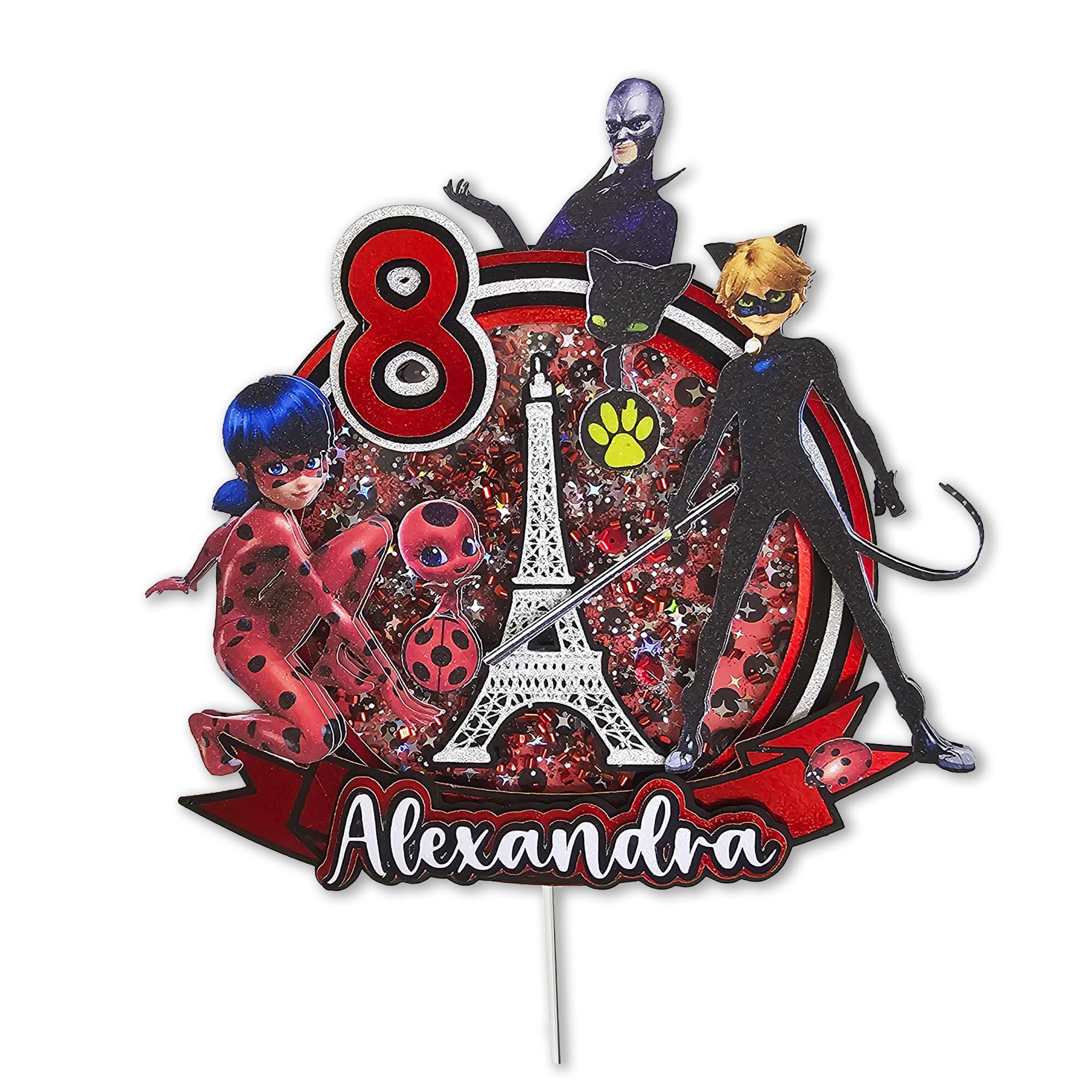 Personalized 3D Glitter Cartoon Cake Toppers for Children's Birthdays