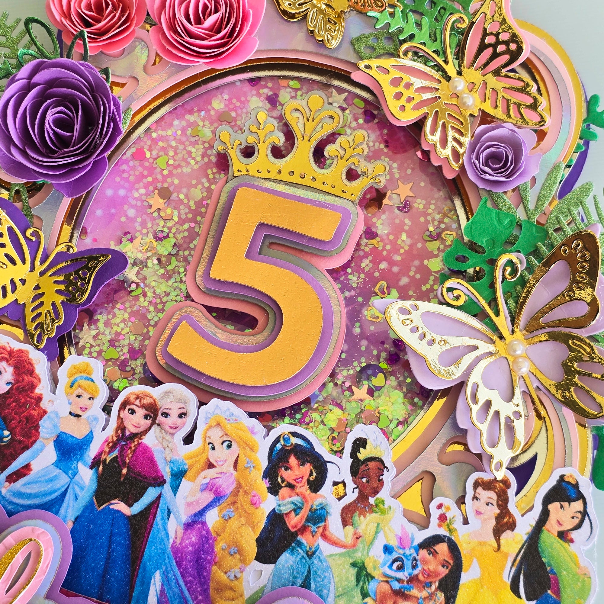 Personalized 3D Glitter Cartoon Cake Topper PRINCCES