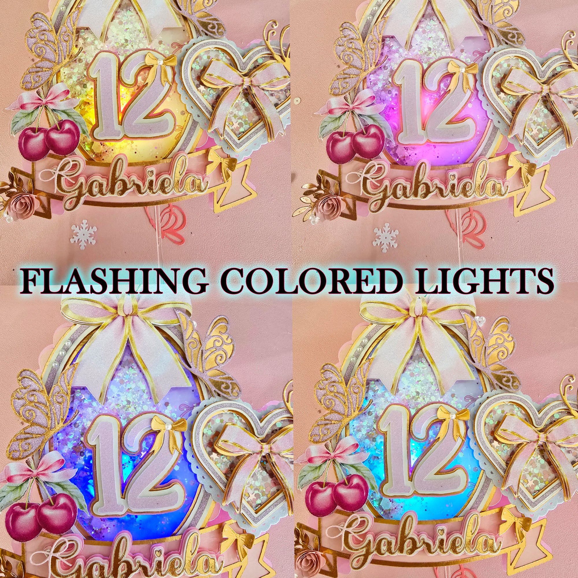 Personalized 3D Glitter Cartoon Cake Topper COQUETTE