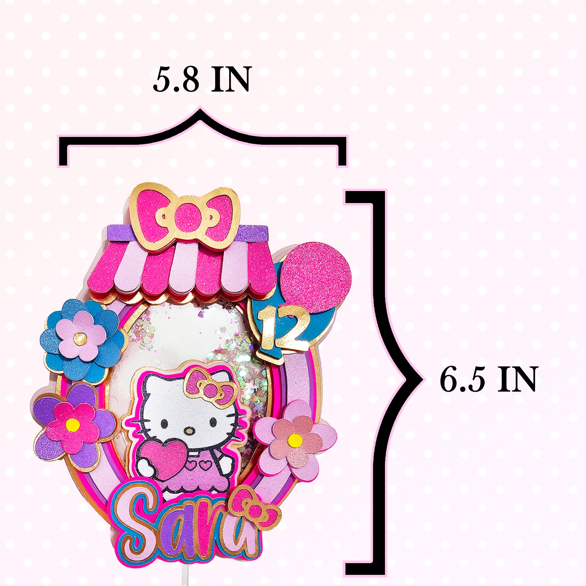 Personalized 3D Glitter Cartoon Cake Topper HELLO KITTY