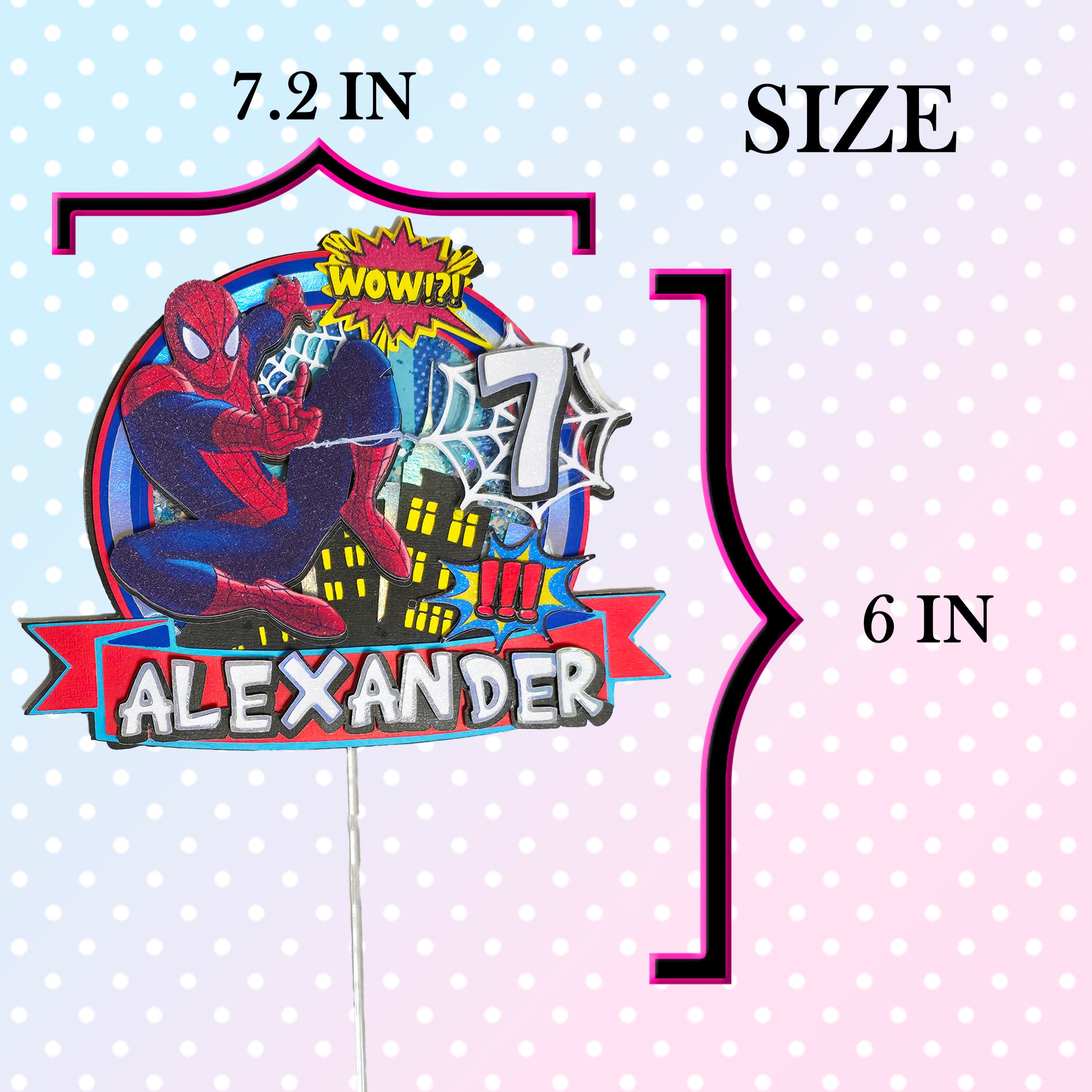 Personalized 3D Glitter Cartoon Cake Topper spiderman