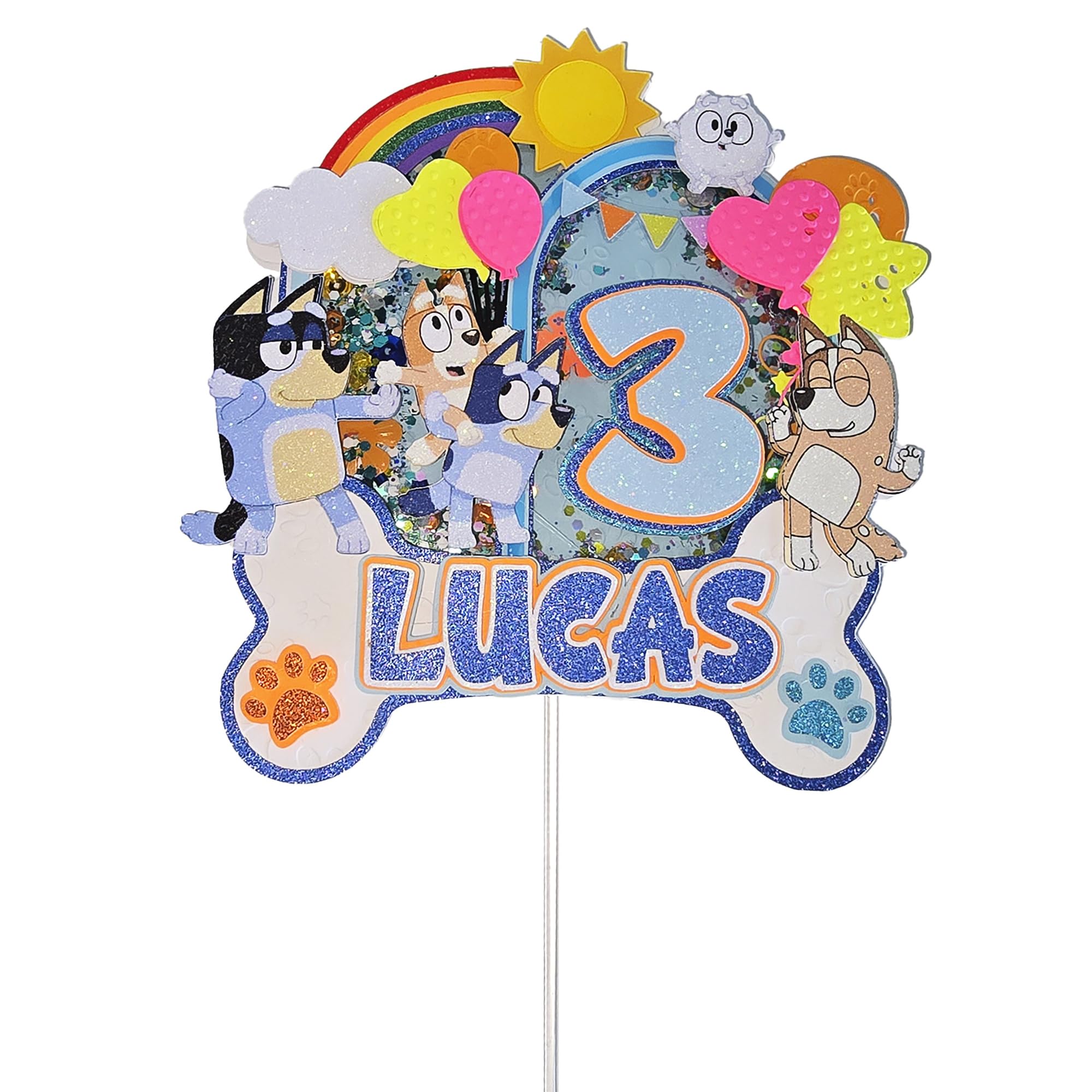Personalized 3D Glitter Cartoon Cake Toppers for Children's Birthdays