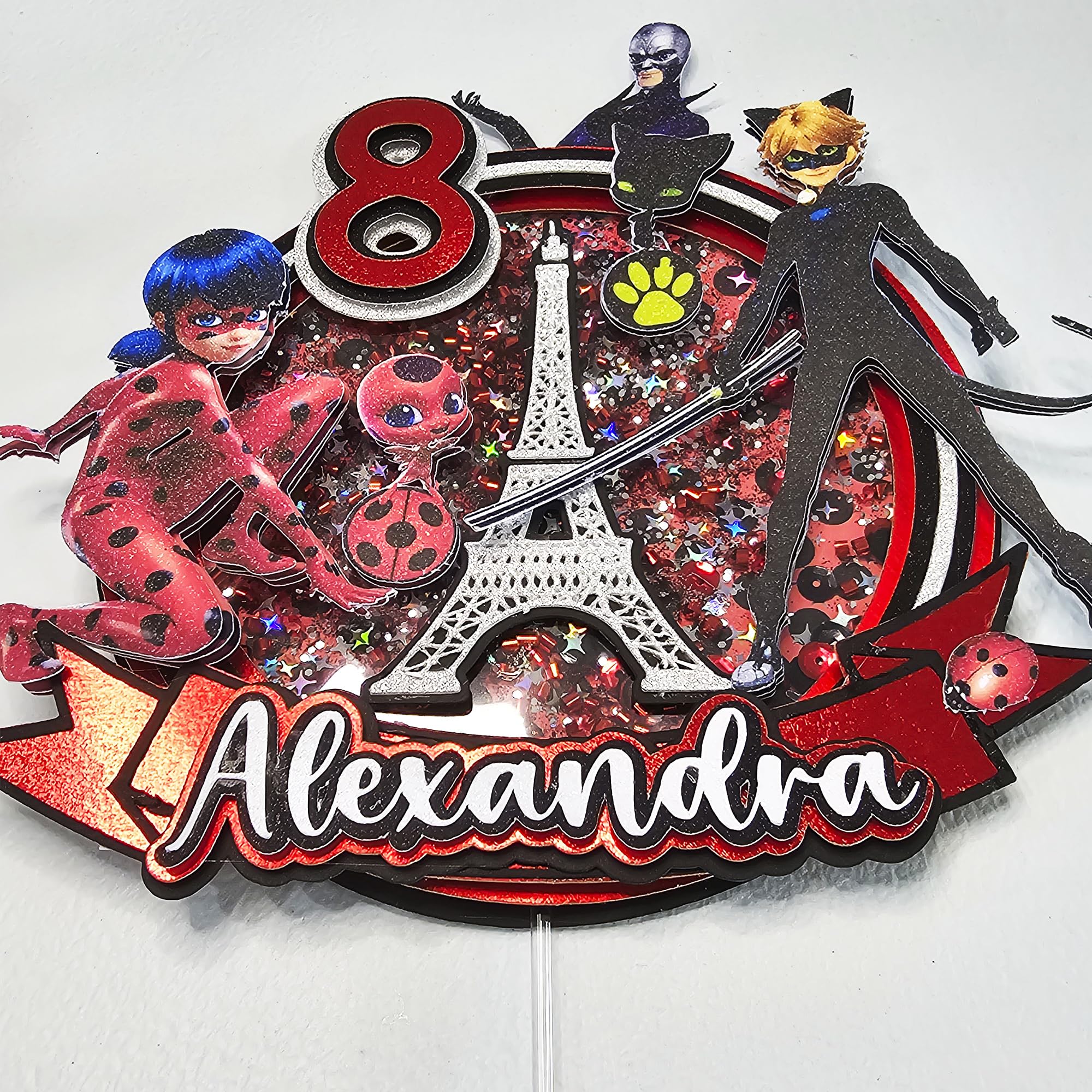 Personalized 3D Glitter Cartoon Cake Toppers for Children's Birthdays
