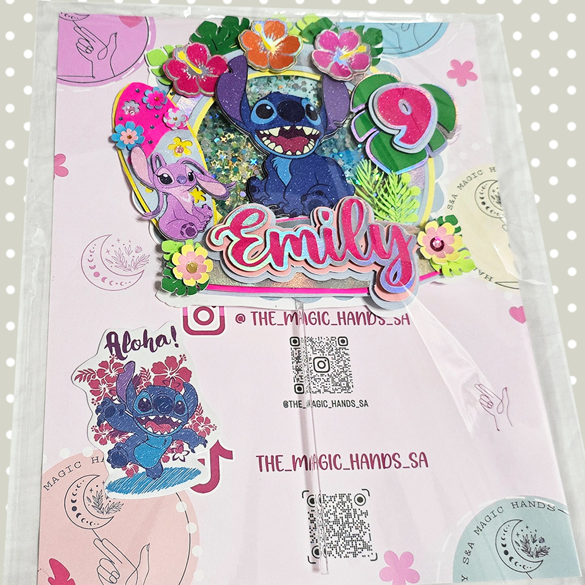 Personalized 3D Glitter Cartoon Cake Topper STICH 1