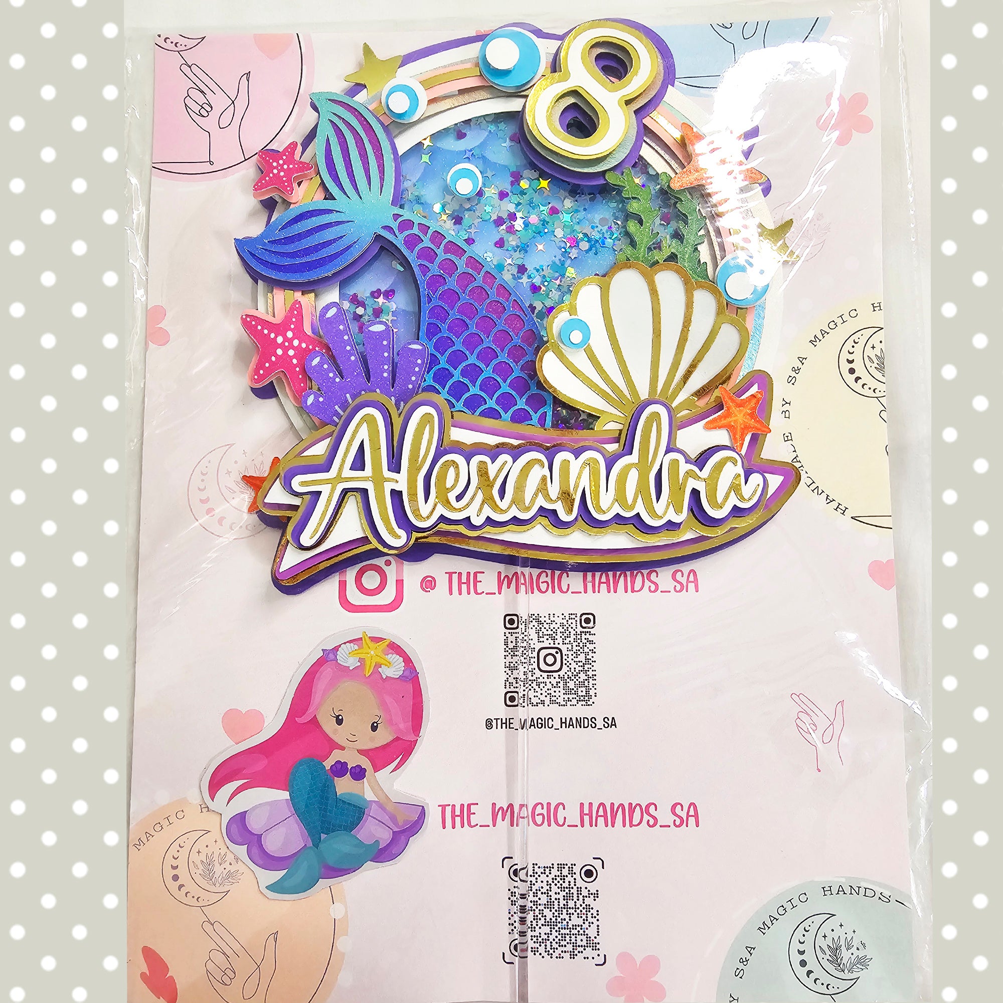 Personalized 3D Glitter Cartoon Cake Topper MERMAID