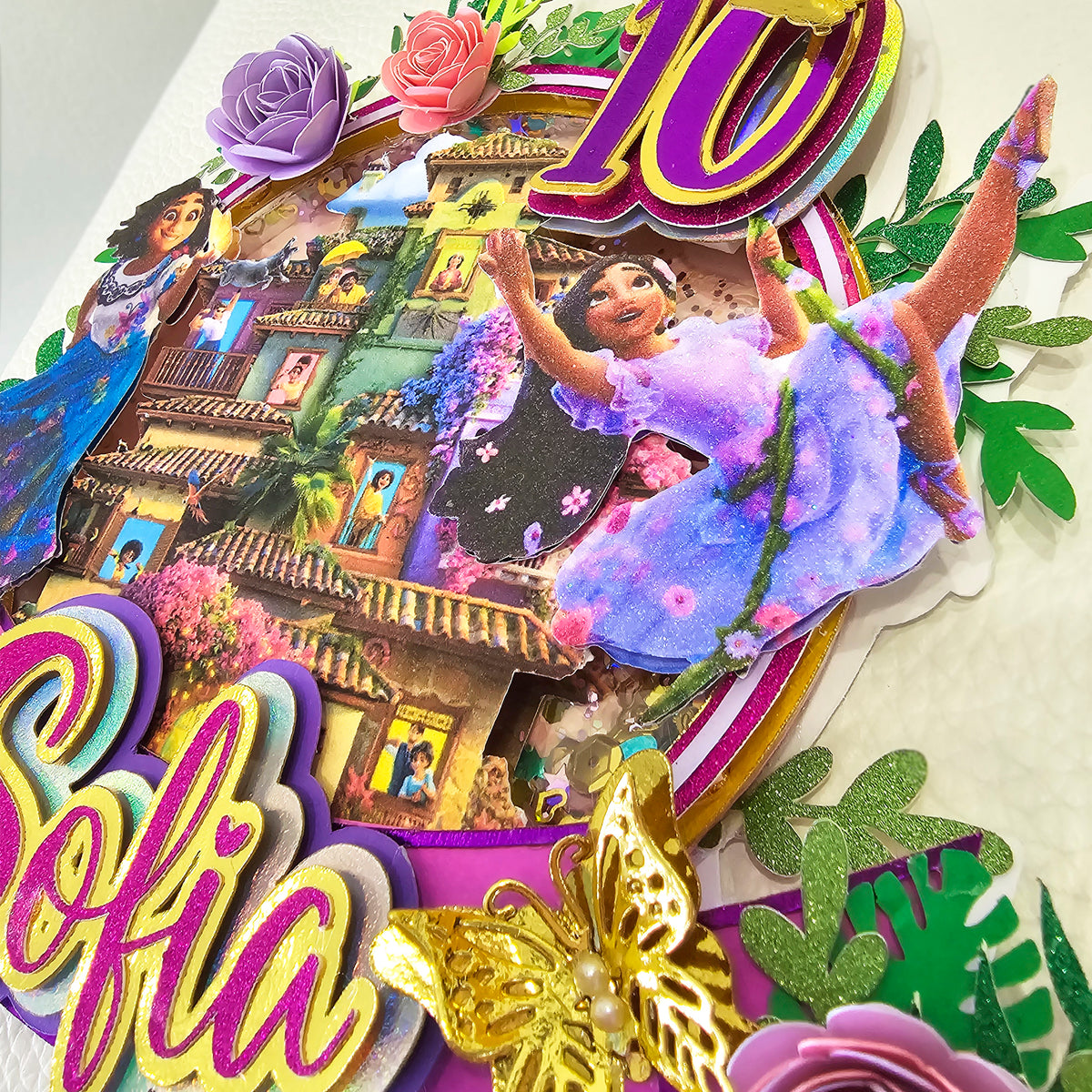 Adorno para tarta con purpurina 3D personalizado ENCANTO