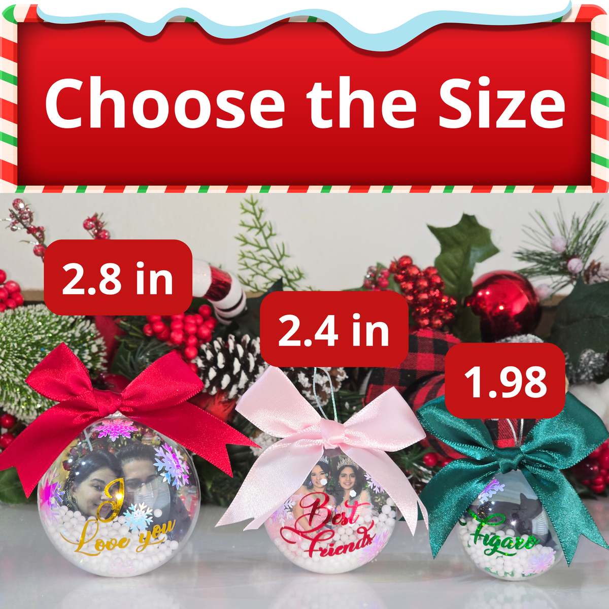 Personalized Photo & Name Christmas Ornament with Gift Box