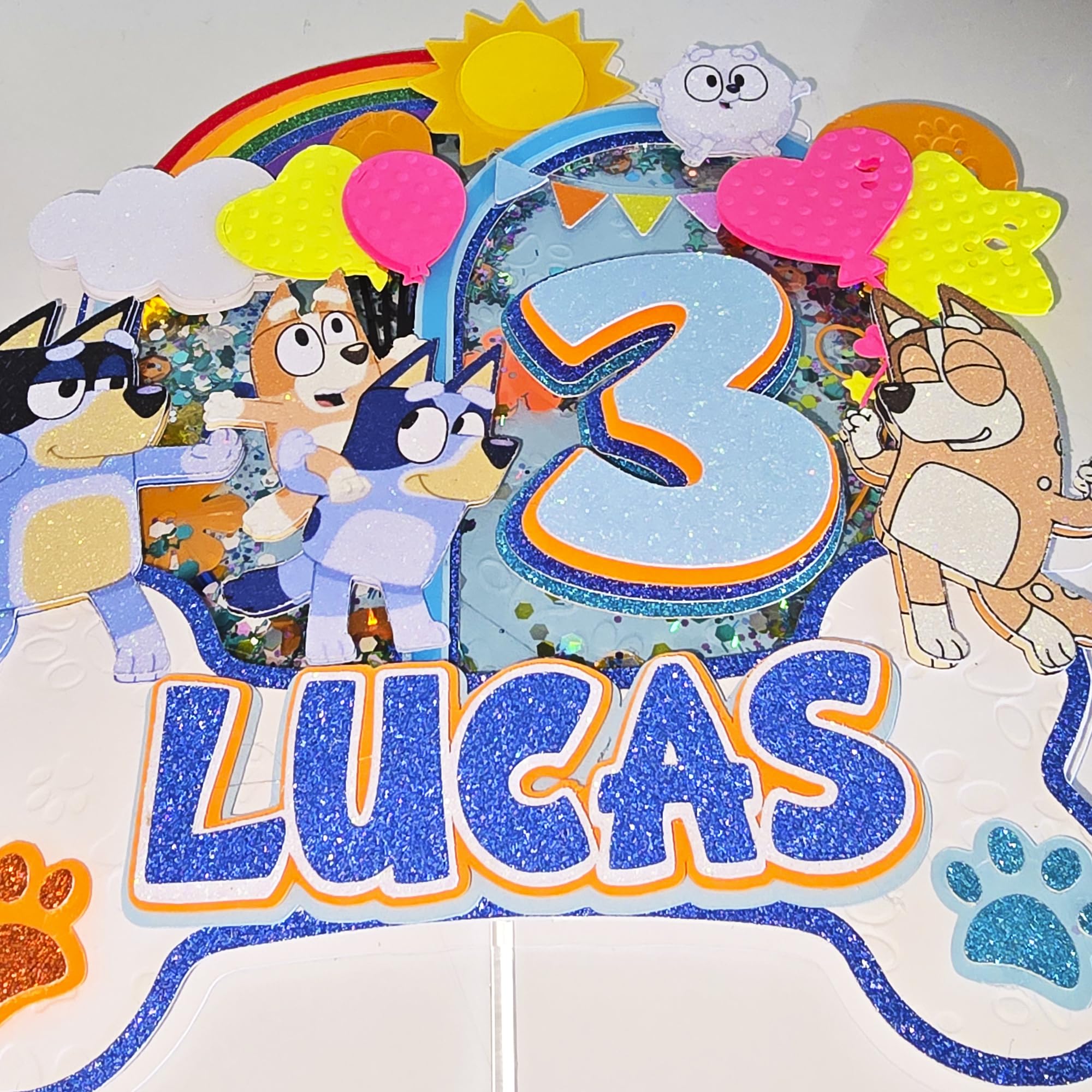 Personalized 3D Glitter Cartoon Cake Toppers for Children's Birthdays
