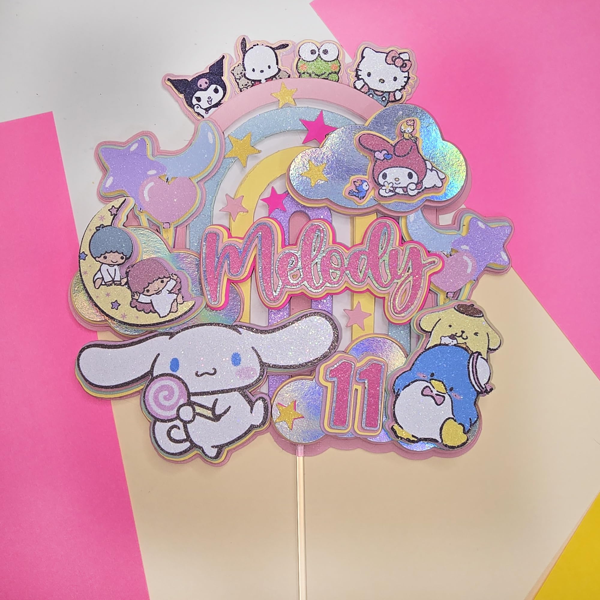 Personalized 3D Glitter Cartoon Cake Toppers for Children's Birthdays