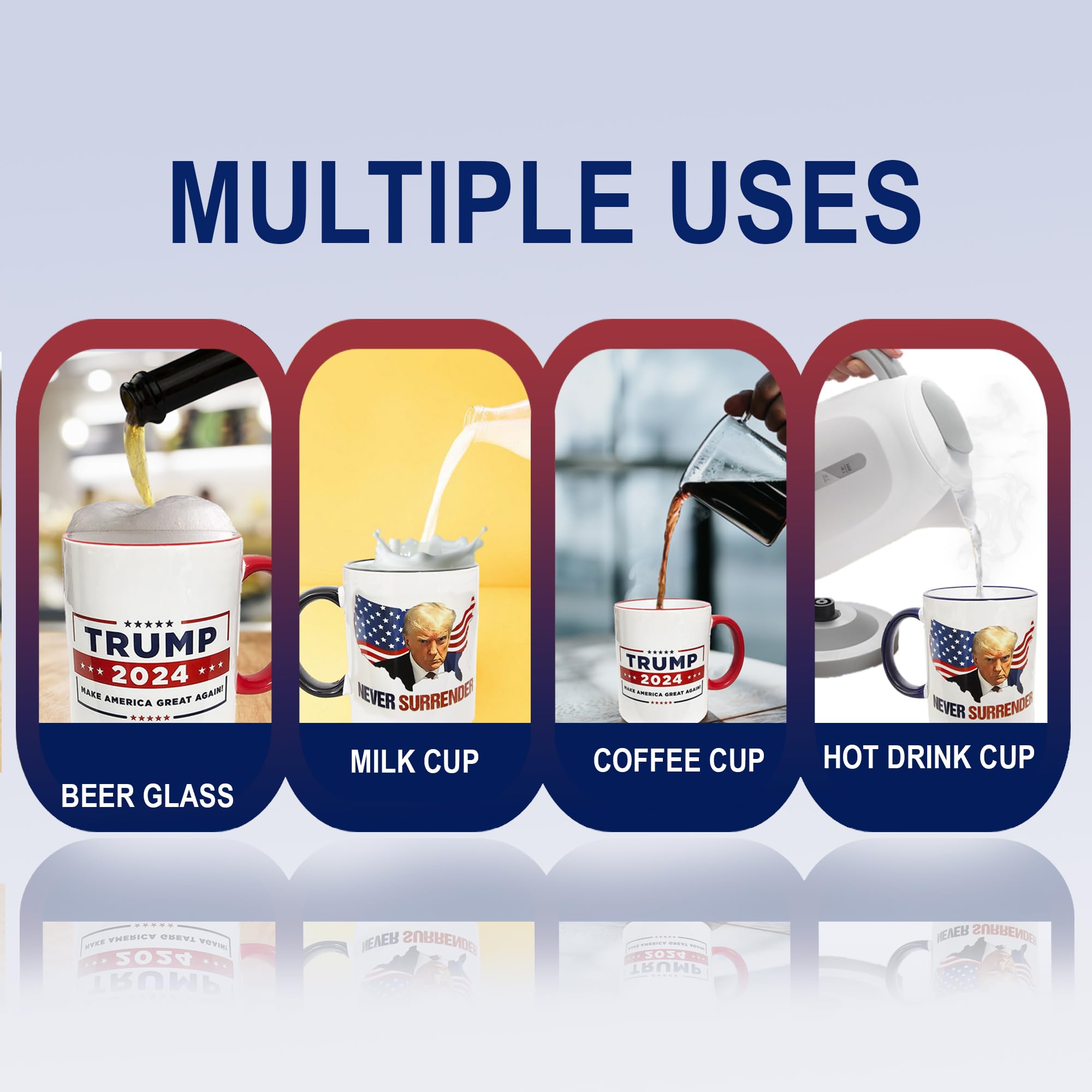 Trump Coffee Mugs, Double Sided Printing, Ceramic, Gift Box, Birthday Gifts for Men, Women, Dad, Friends.