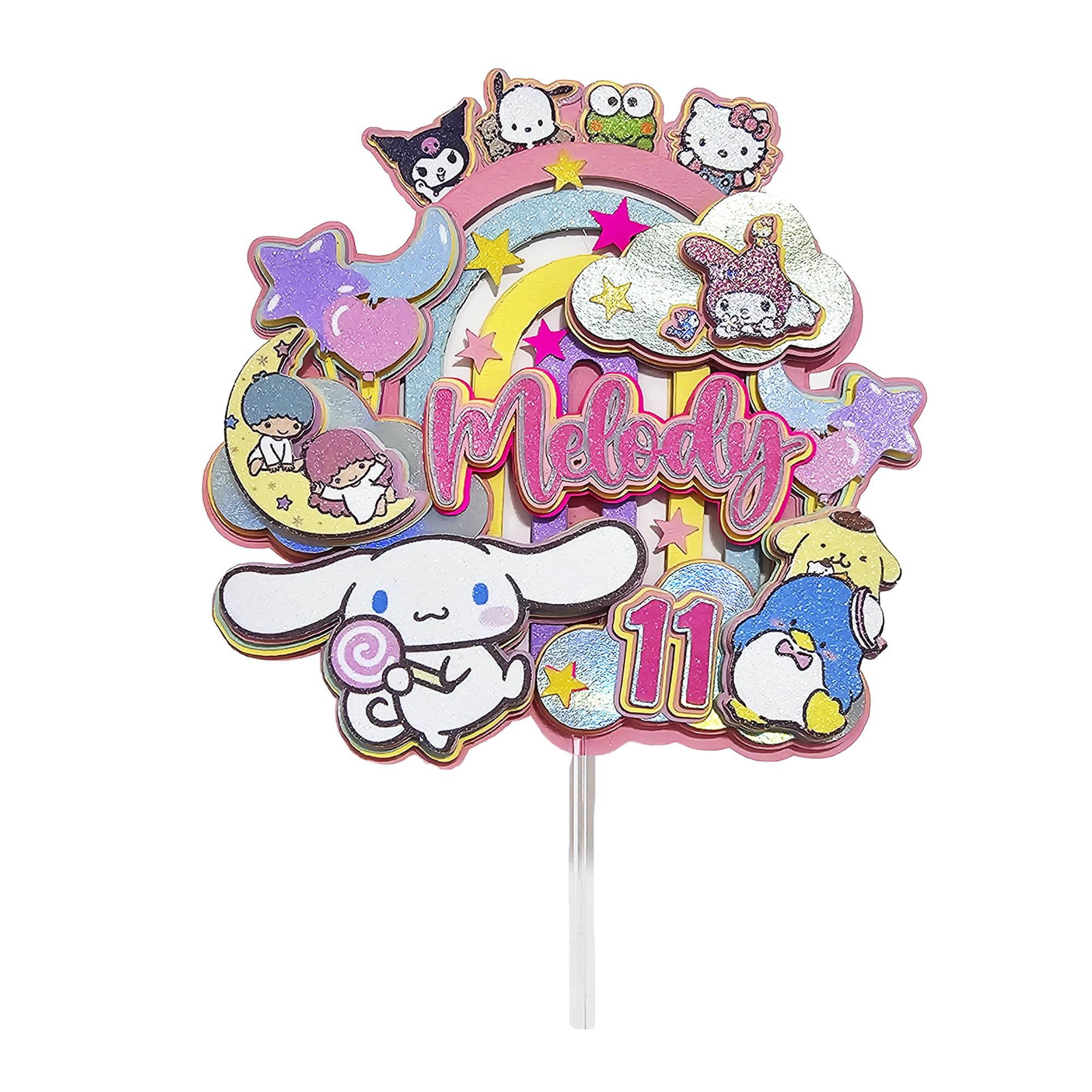 Personalized 3D Glitter Cartoon Cake Toppers for Children's Birthdays