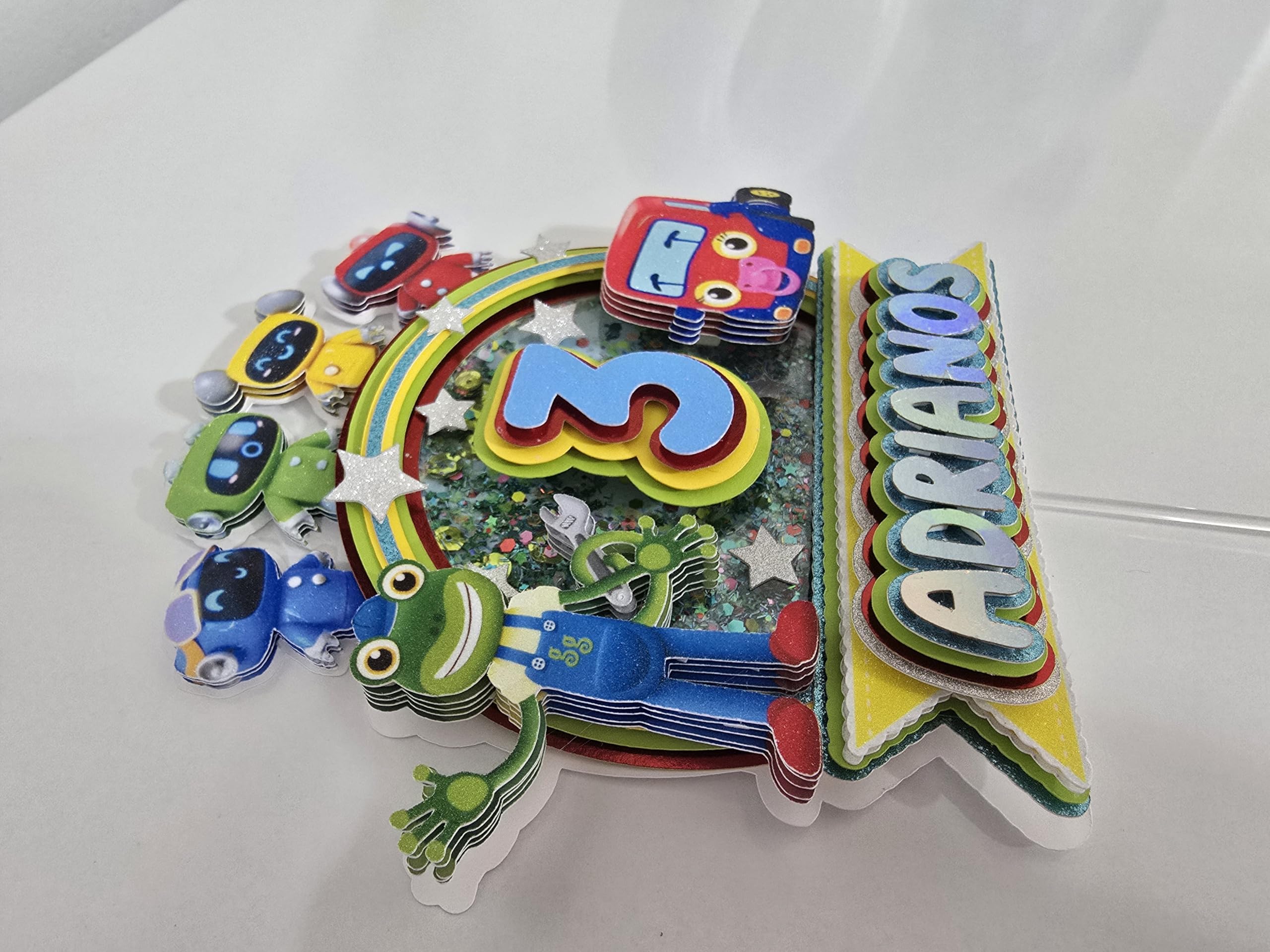 Personalized 3D Glitter Cartoon Cake Toppers for Children's Birthdays