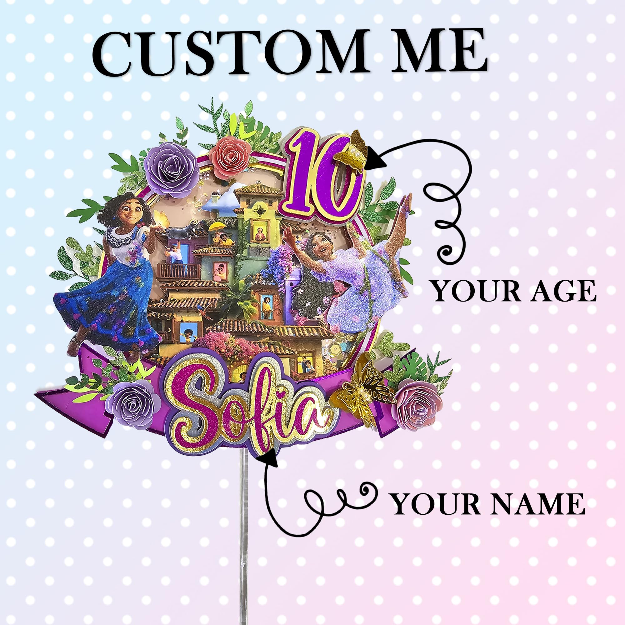 Personalized 3D Glitter Cartoon Cake Toppers for Children's Birthdays