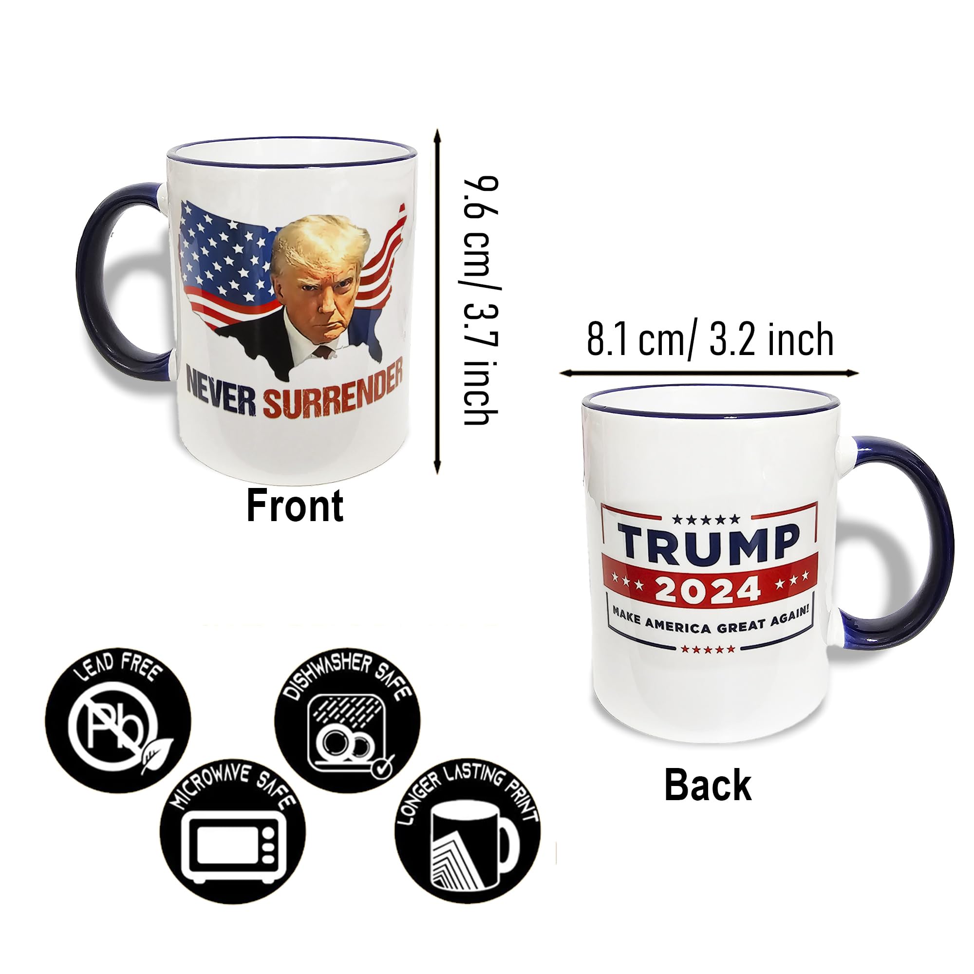 Trump Coffee Mugs, Double Sided Printing, Ceramic, Gift Box, Birthday Gifts for Men, Women, Dad, Friends.